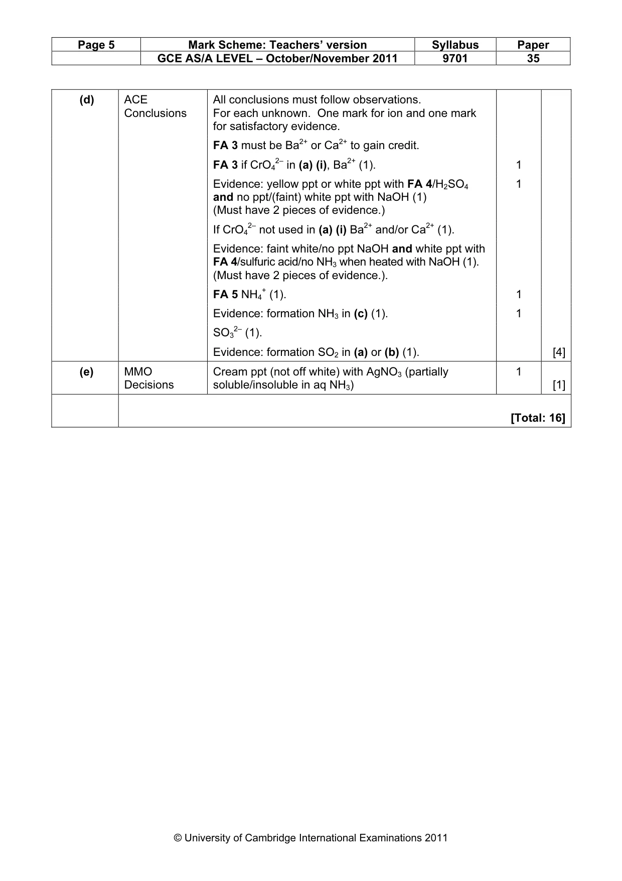 Mark scheme, page 5 of 5