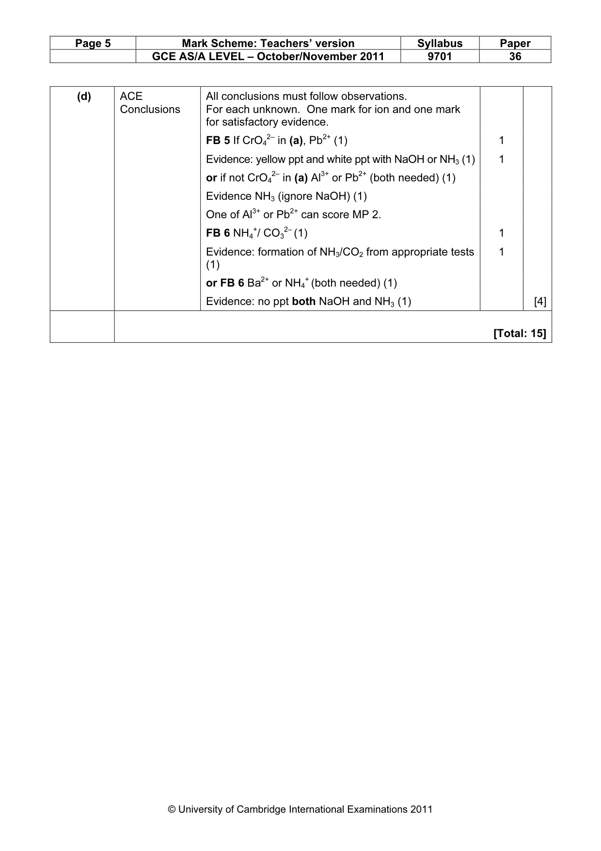 Mark scheme, page 5 of 5