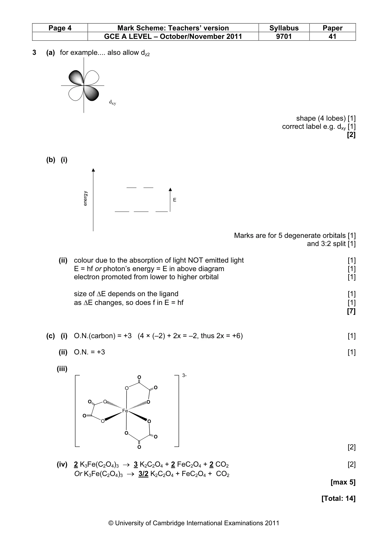 Mark scheme, page 4 of 9