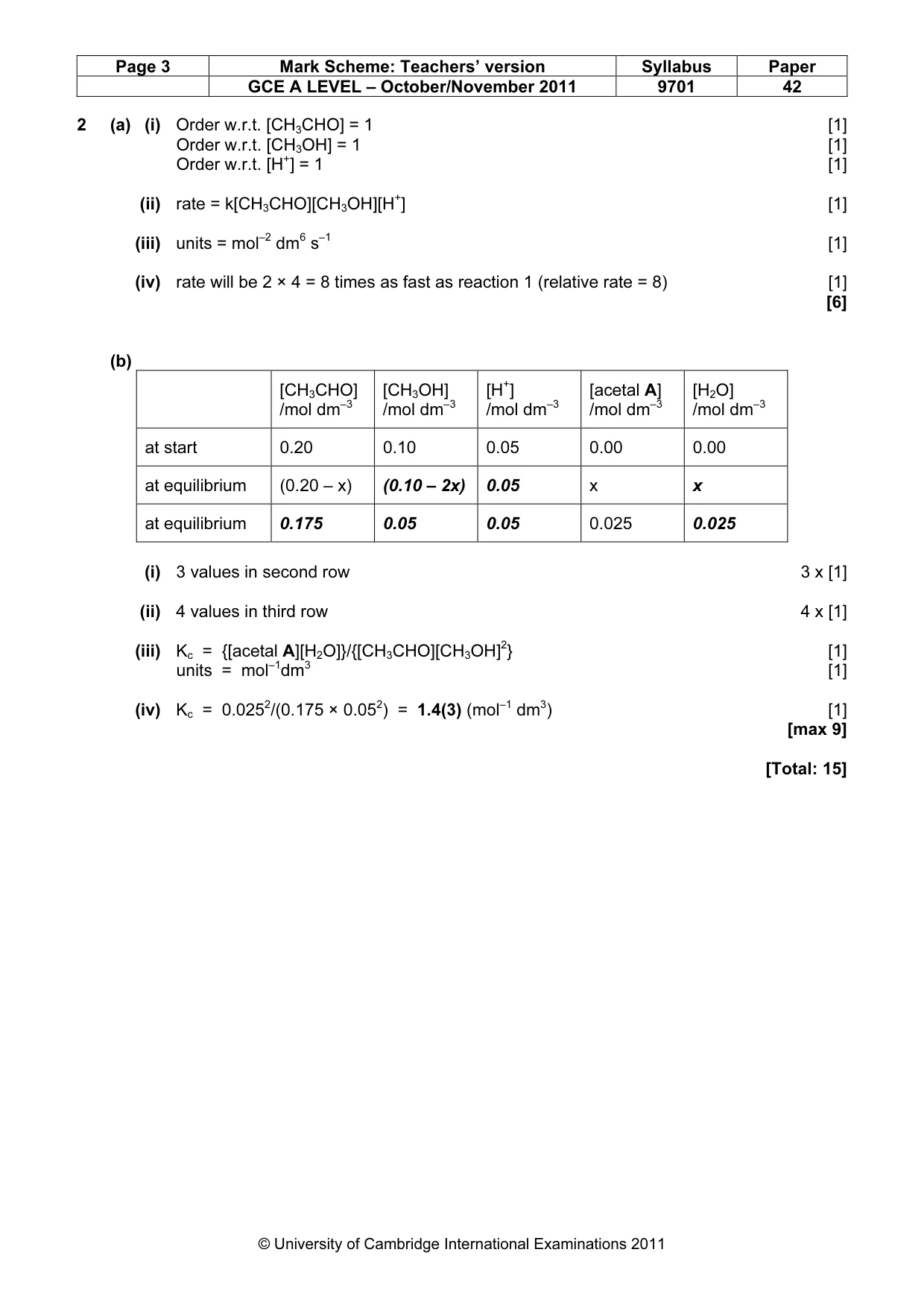 Mark scheme, page 3 of 9