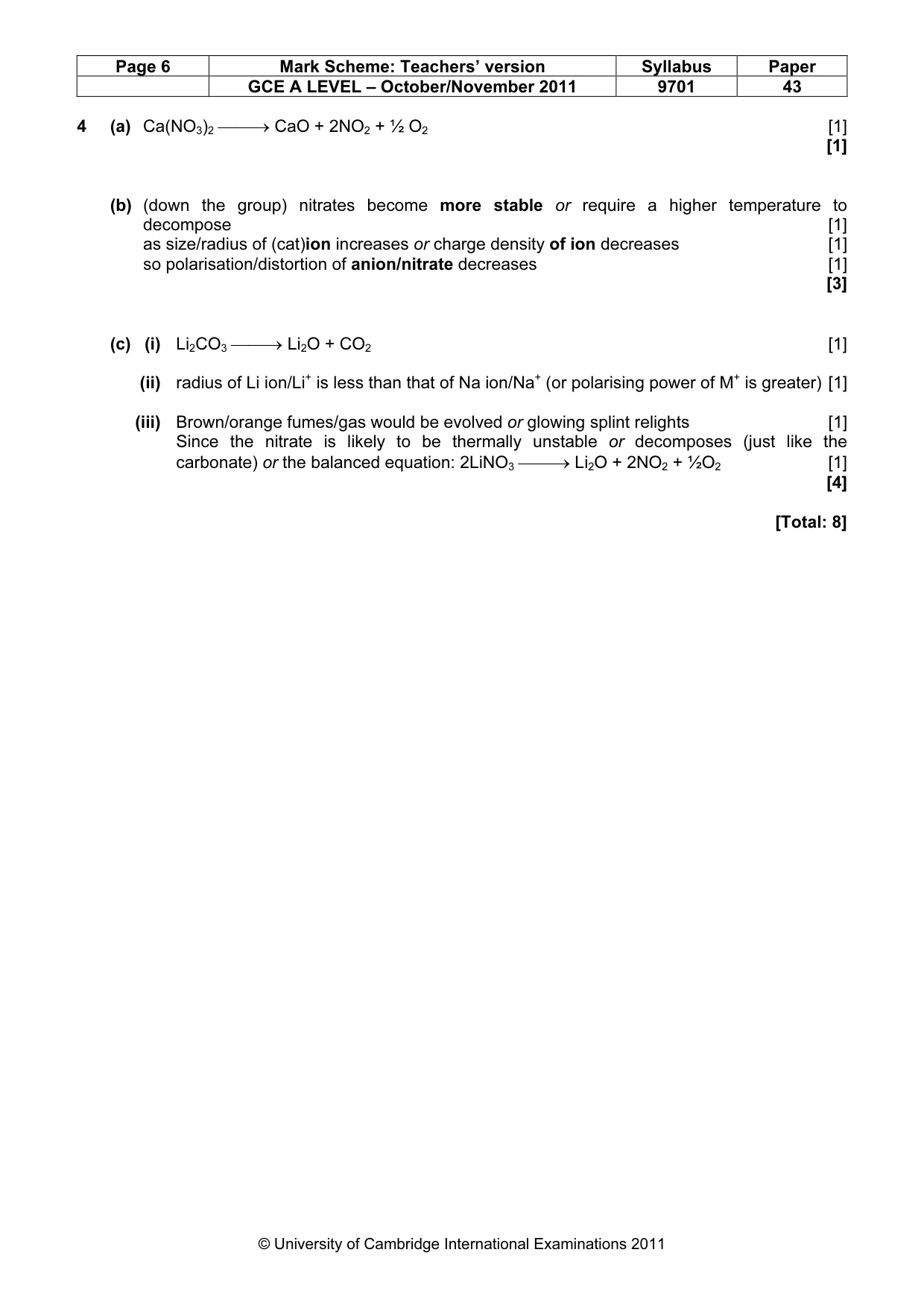 Mark scheme, page 6 of 10