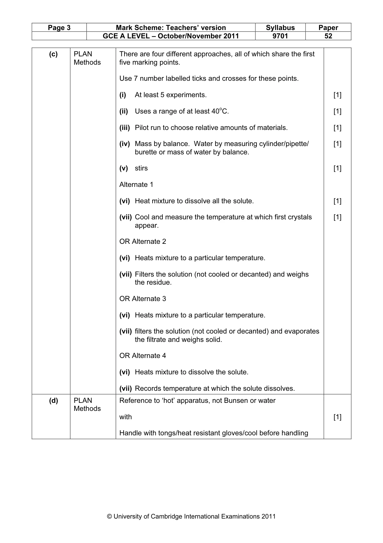 Mark scheme, page 3 of 5