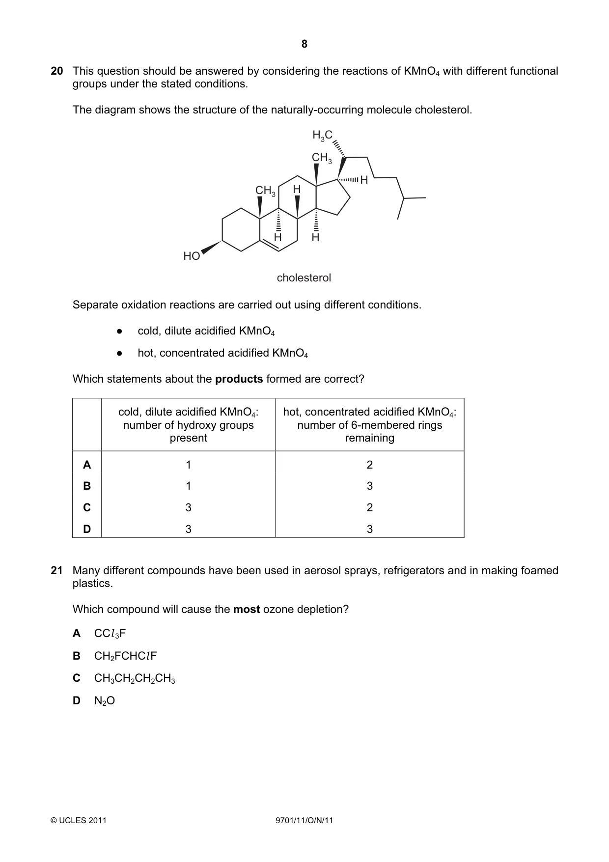 Cambridge A Level Chemistry 9701 2011 Oct/Nov Paper 1 · Variant 1 question paper, page 8 of 16