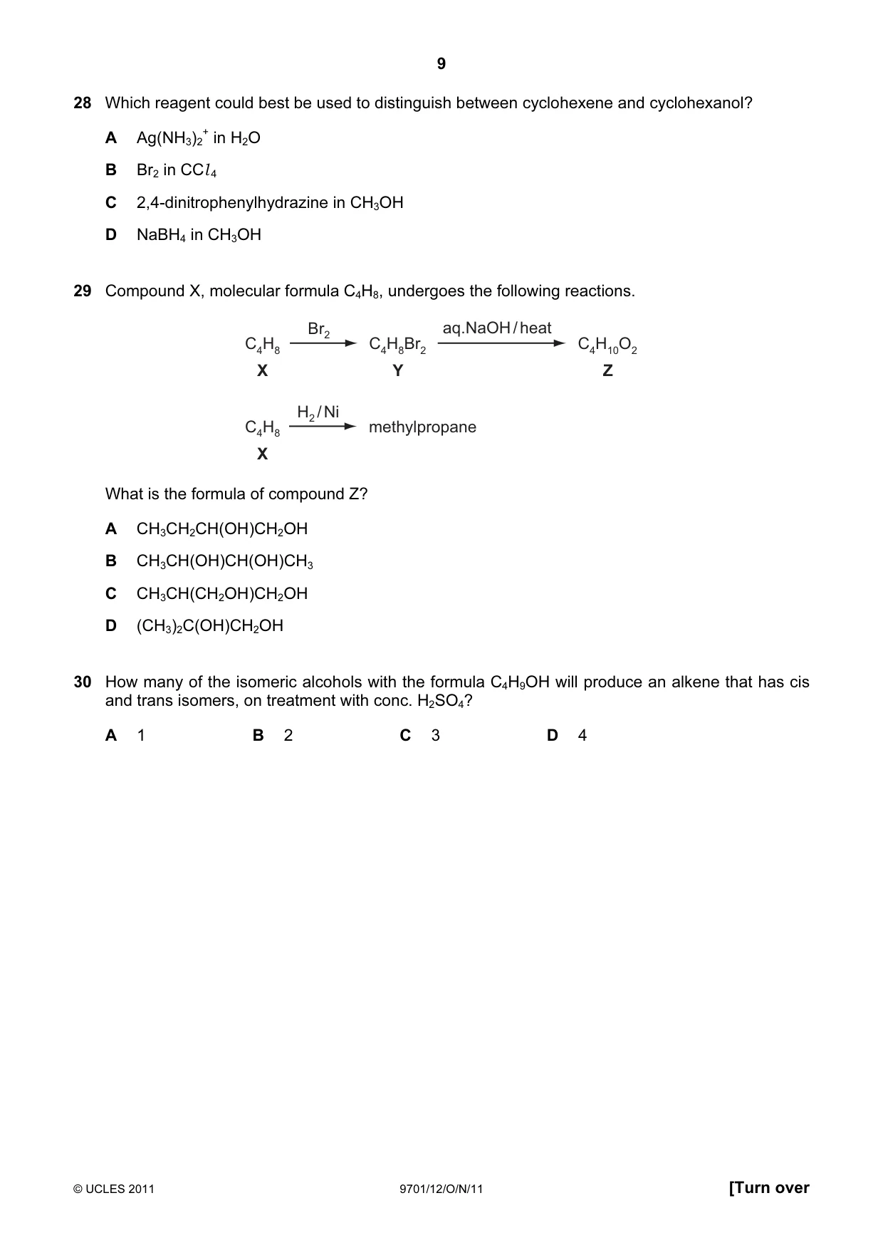 Cambridge A Level Chemistry 9701 2011 Oct/Nov Paper 1 · Variant 2 question paper, page 9 of 16