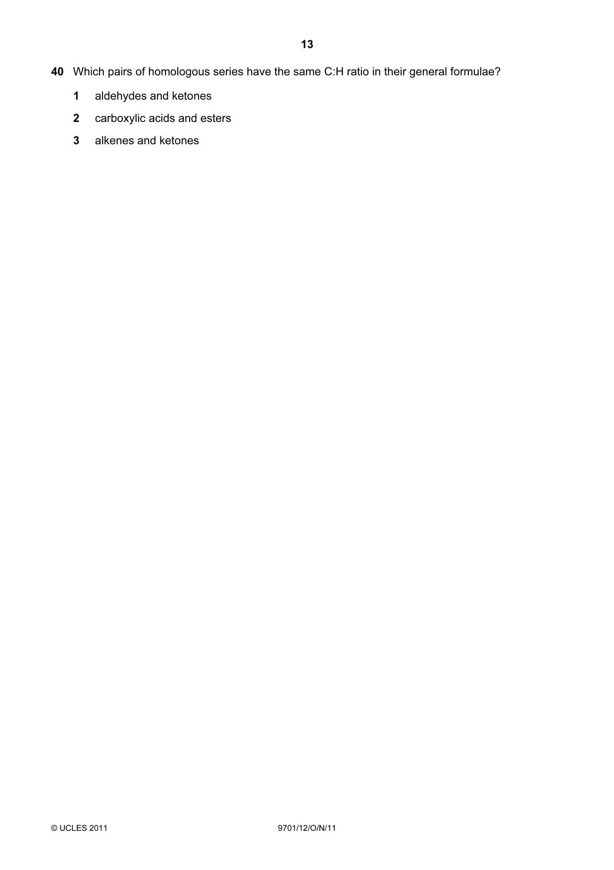 Cambridge A Level Chemistry 9701 2011 Oct/Nov Paper 1 · Variant 2 question paper, page 13 of 16