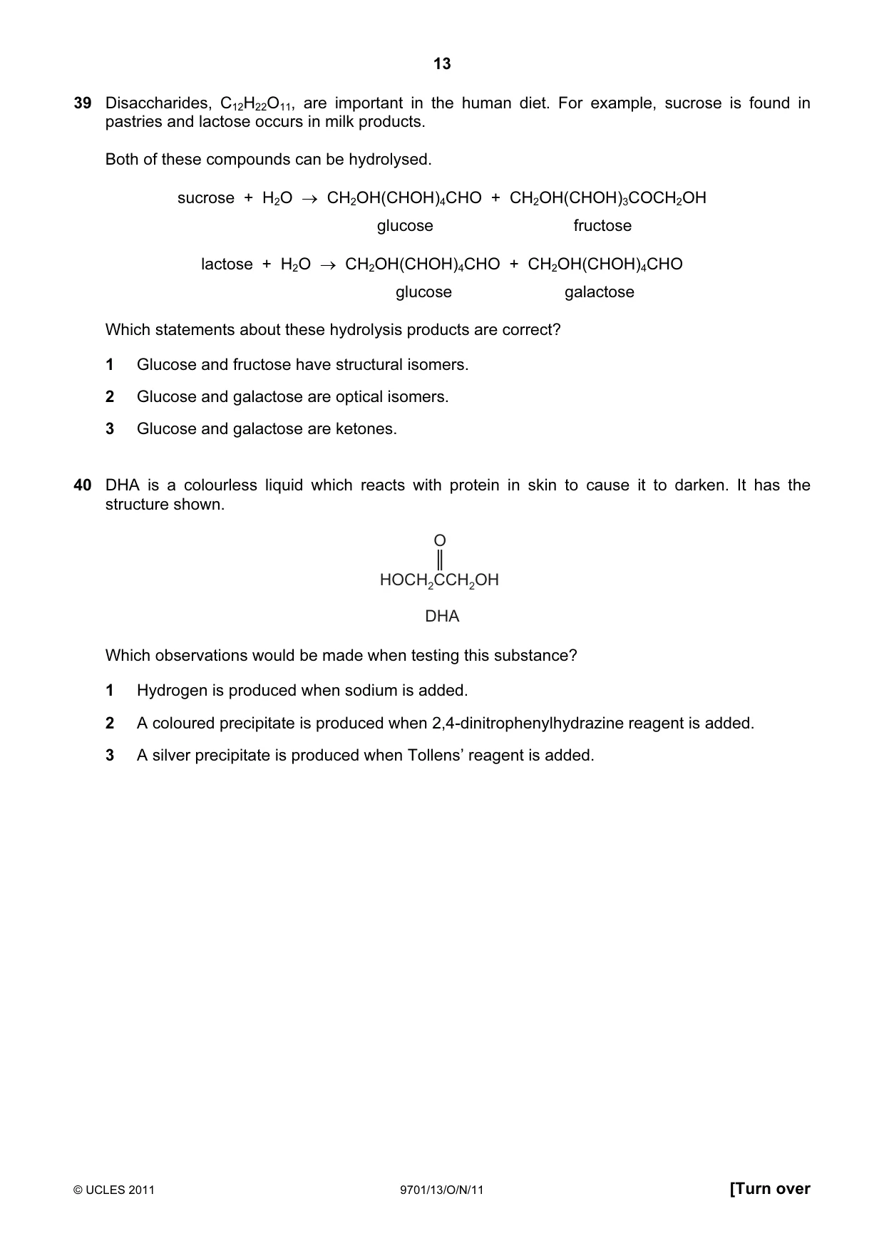 Cambridge A Level Chemistry 9701 2011 Oct/Nov Paper 1 · Variant 3 question paper, page 13 of 16