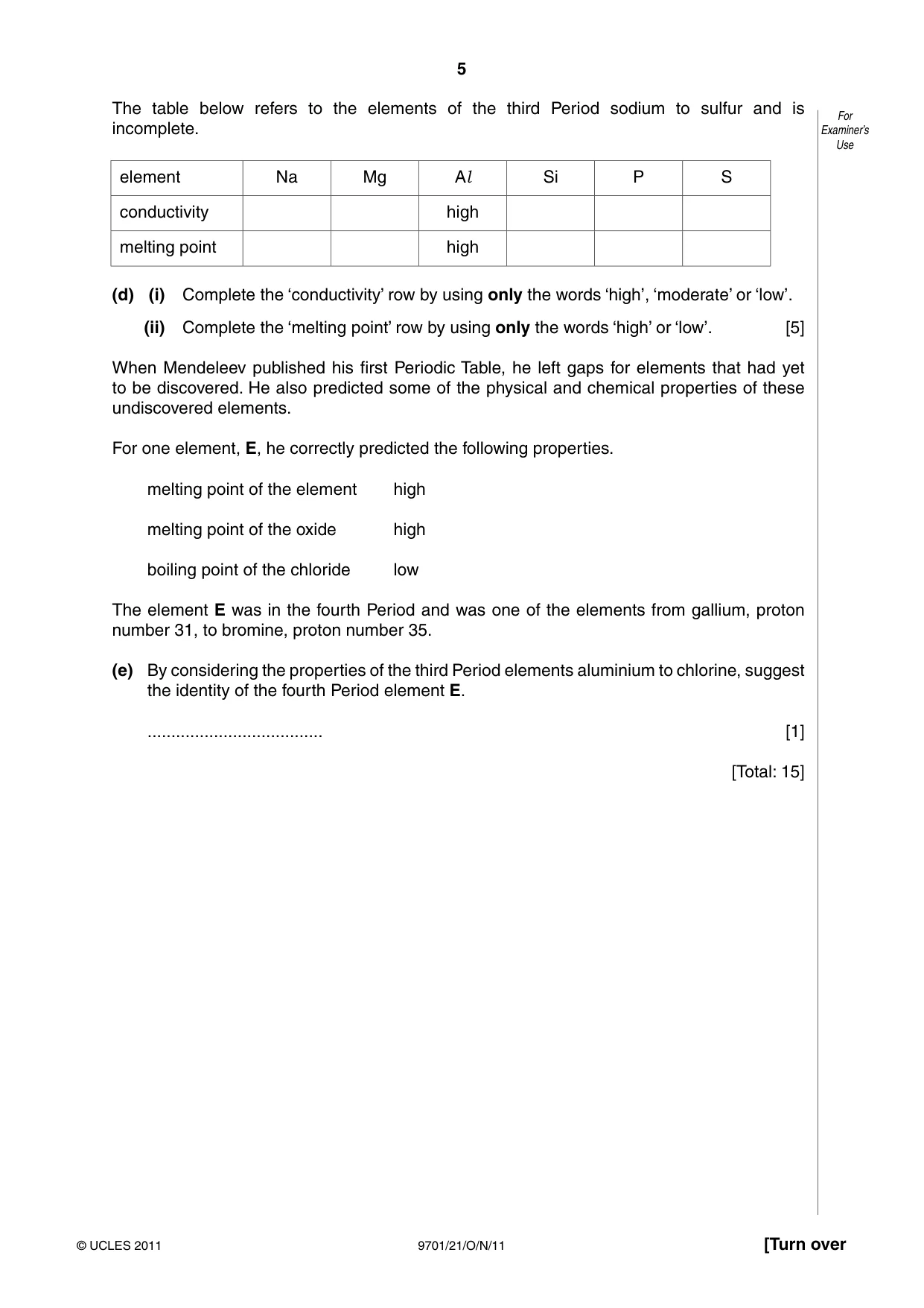 Cambridge A Level Chemistry 9701 2011 Oct/Nov Paper 2 · Variant 1 question paper, page 5 of 12