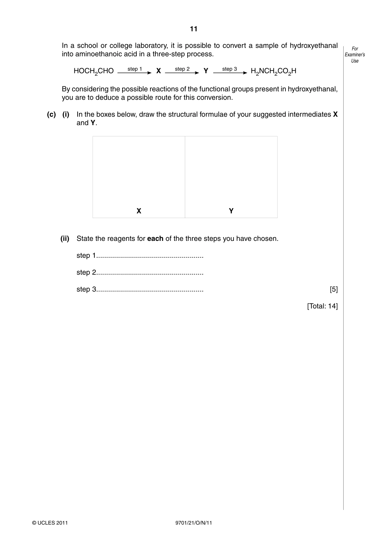 Cambridge A Level Chemistry 9701 2011 Oct/Nov Paper 2 · Variant 1 question paper, page 11 of 12