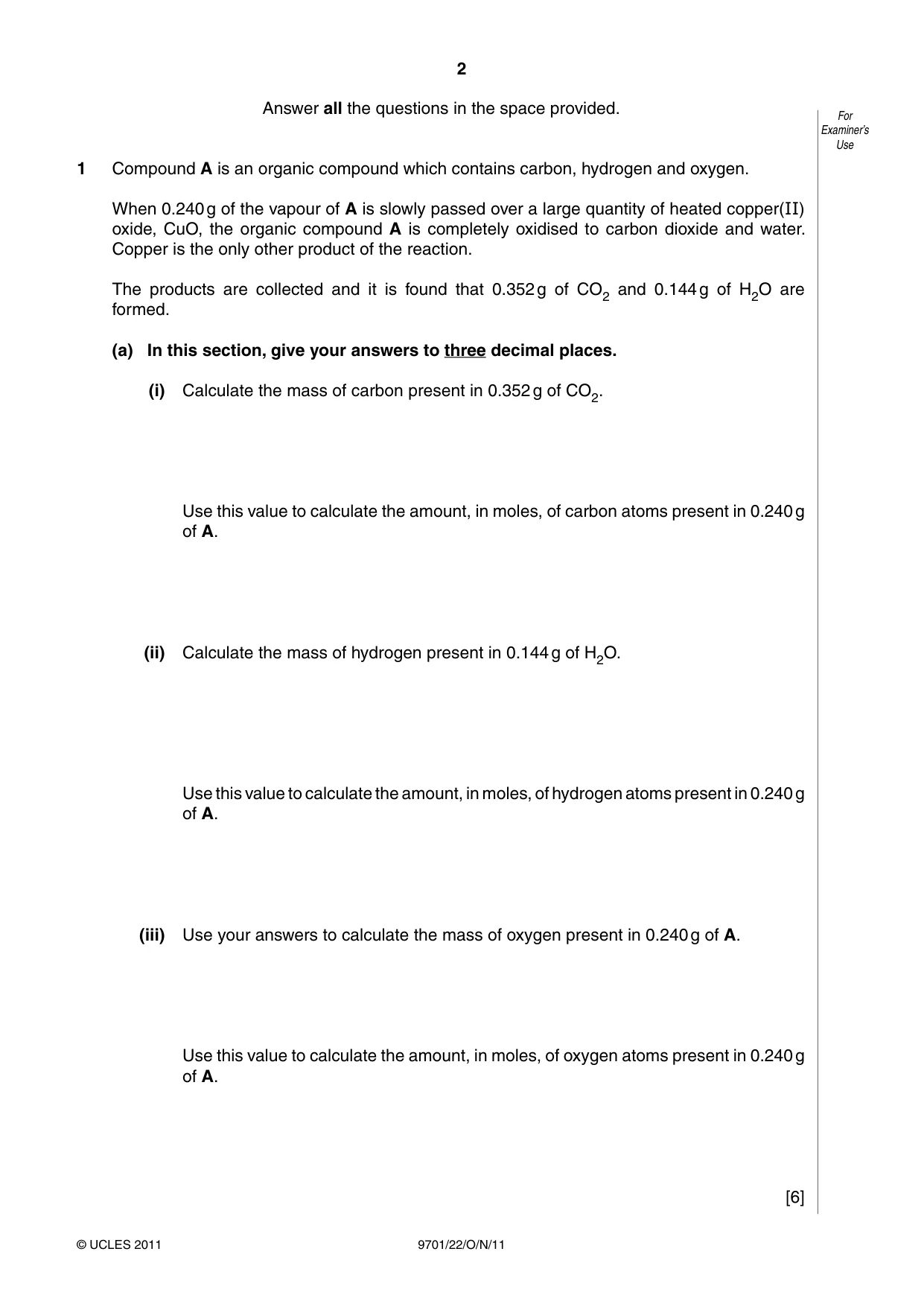 Cambridge A Level Chemistry 9701 2011 Oct/Nov Paper 2 · Variant 2 question paper, page 2 of 12