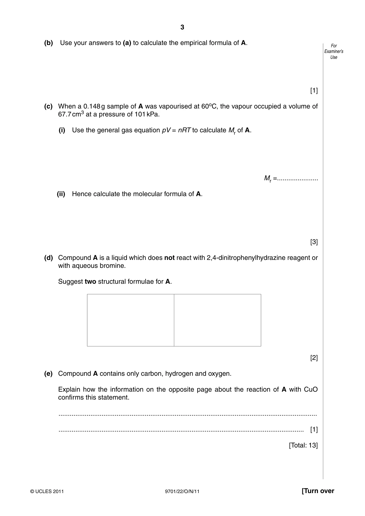 Cambridge A Level Chemistry 9701 2011 Oct/Nov Paper 2 · Variant 2 question paper, page 3 of 12