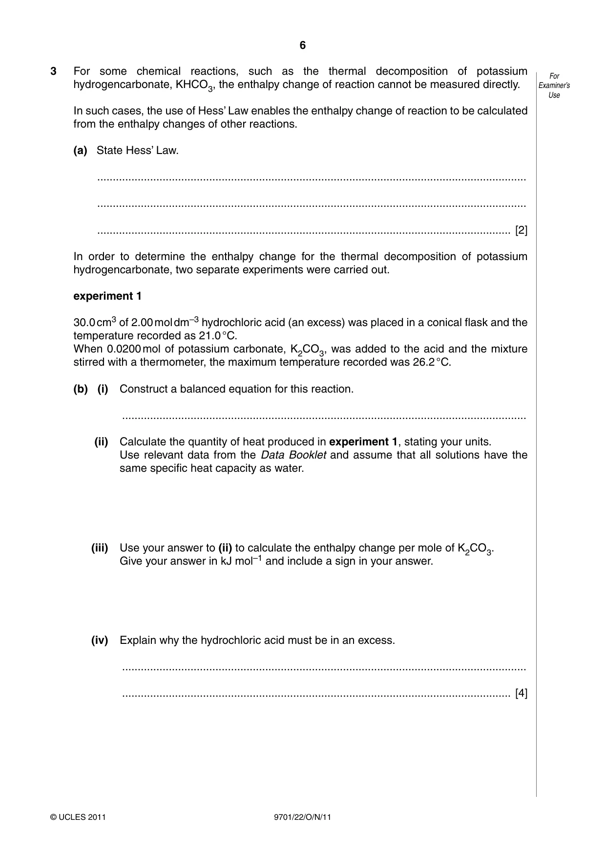 Cambridge A Level Chemistry 9701 2011 Oct/Nov Paper 2 · Variant 2 question paper, page 6 of 12