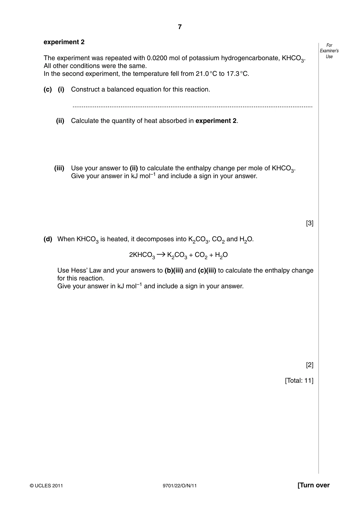 Cambridge A Level Chemistry 9701 2011 Oct/Nov Paper 2 · Variant 2 question paper, page 7 of 12