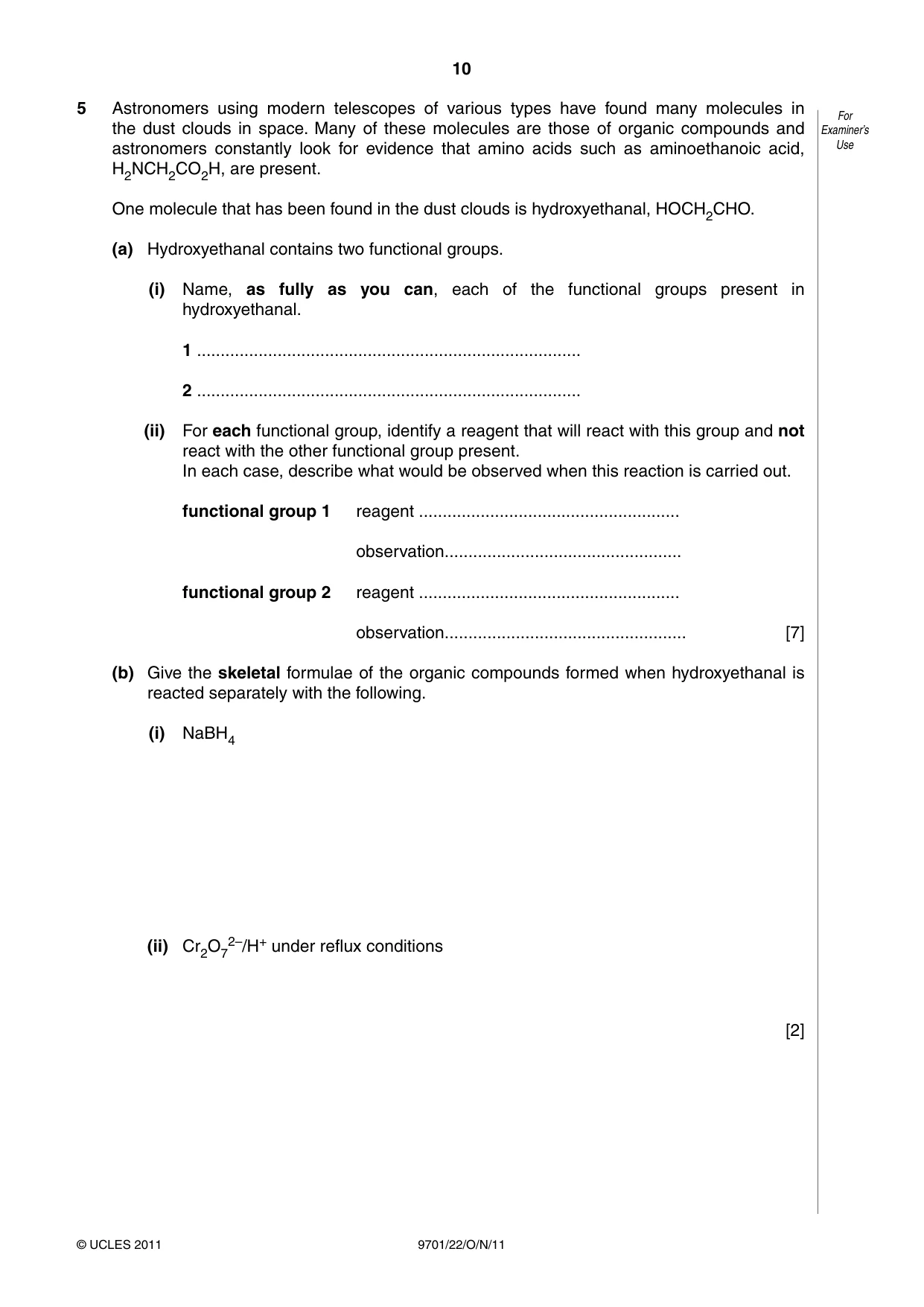 Cambridge A Level Chemistry 9701 2011 Oct/Nov Paper 2 · Variant 2 question paper, page 10 of 12