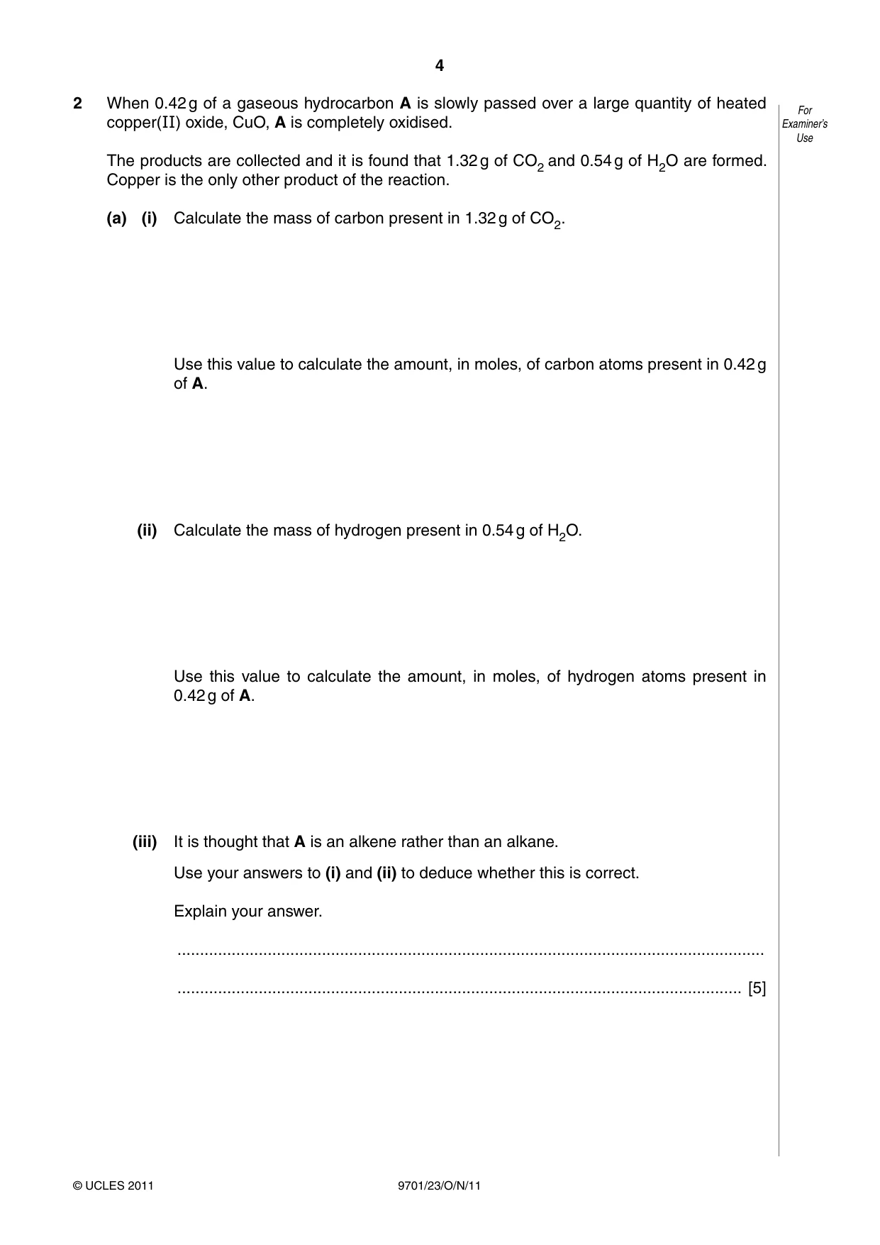 Cambridge A Level Chemistry 9701 2011 Oct/Nov Paper 2 · Variant 3 question paper, page 4 of 12