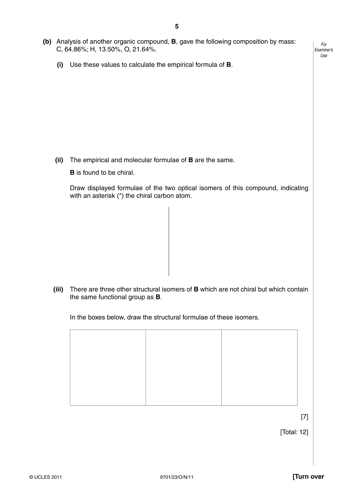 Cambridge A Level Chemistry 9701 2011 Oct/Nov Paper 2 · Variant 3 question paper, page 5 of 12