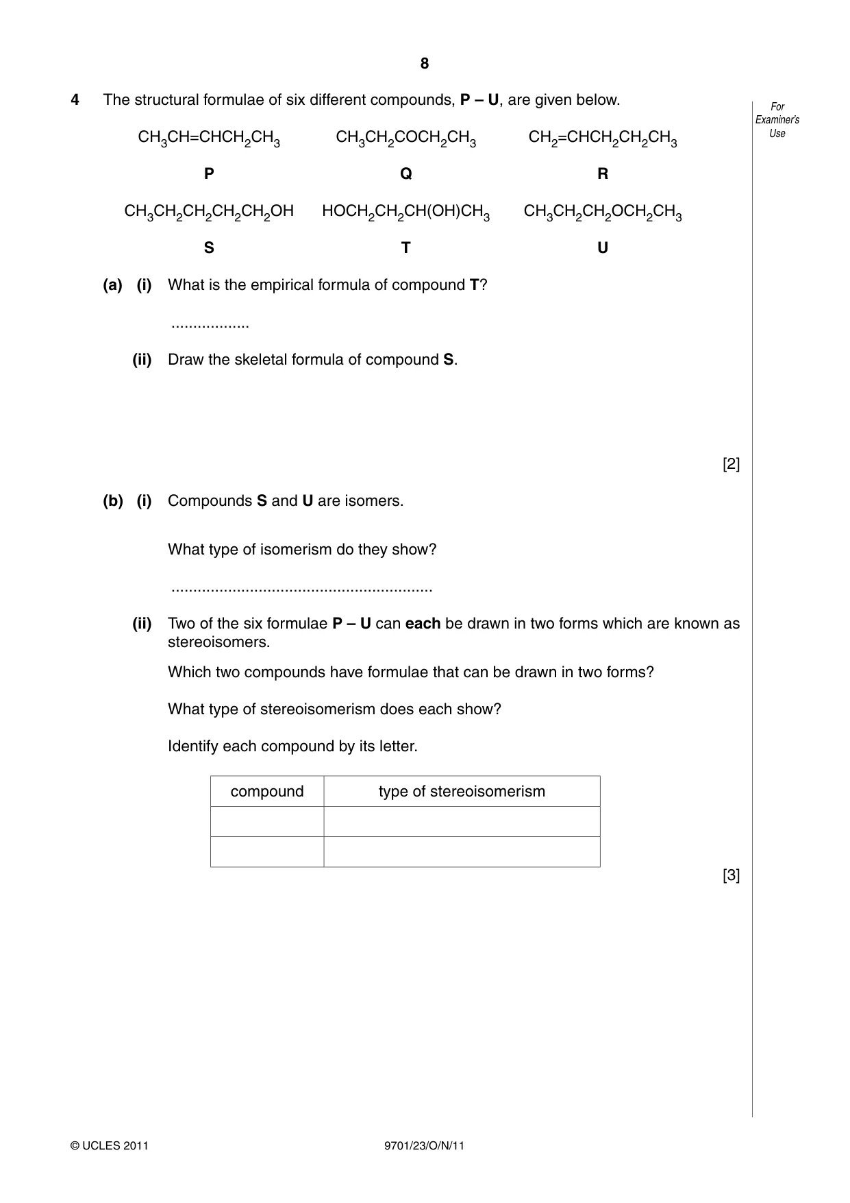 Cambridge A Level Chemistry 9701 2011 Oct/Nov Paper 2 · Variant 3 question paper, page 8 of 12
