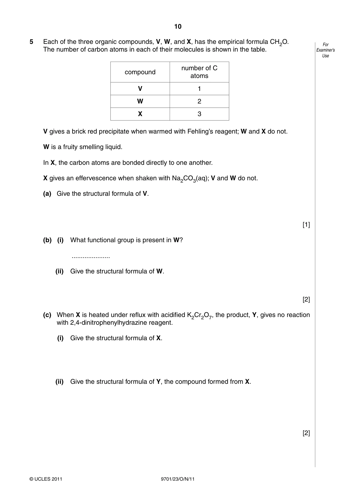 Cambridge A Level Chemistry 9701 2011 Oct/Nov Paper 2 · Variant 3 question paper, page 10 of 12