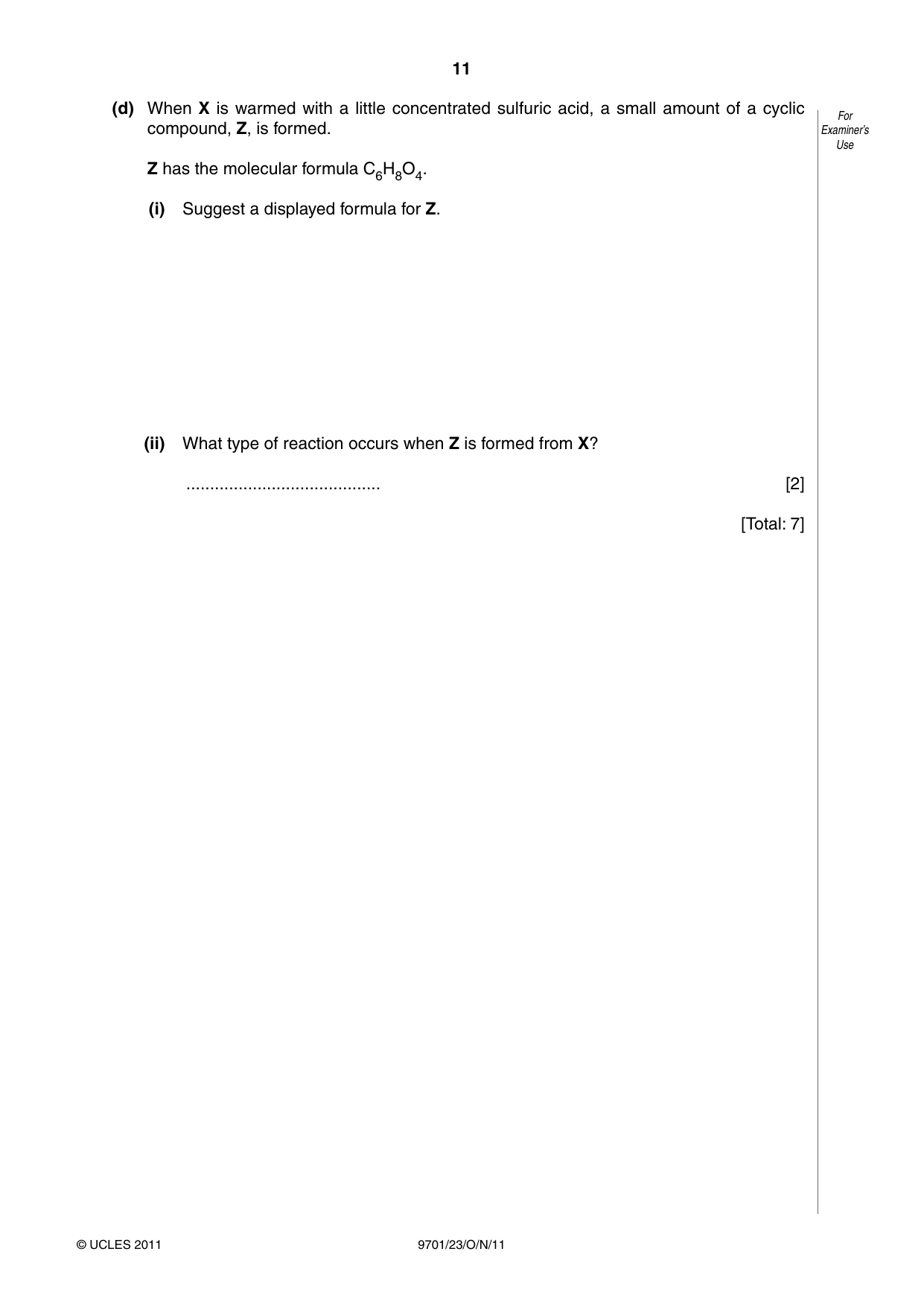 Cambridge A Level Chemistry 9701 2011 Oct/Nov Paper 2 · Variant 3 question paper, page 11 of 12