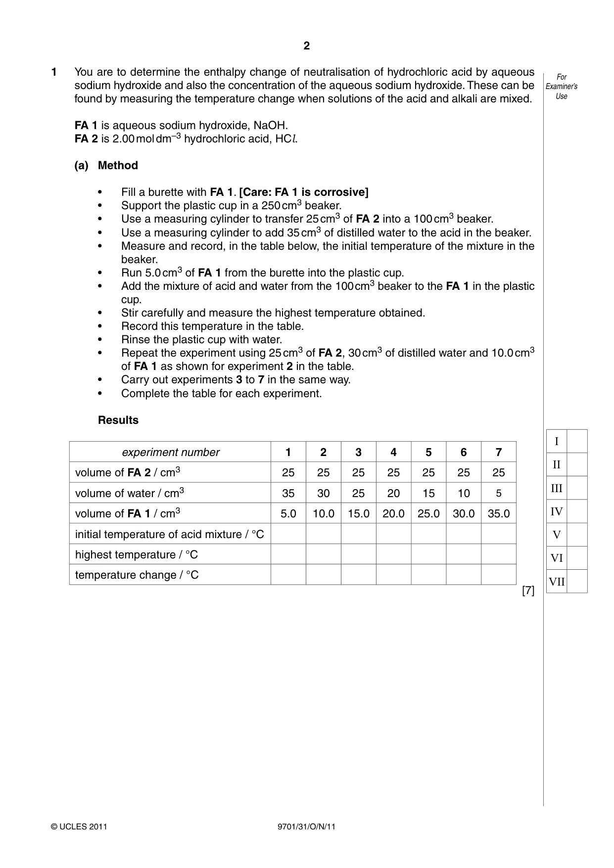 Cambridge A Level Chemistry 9701 2011 Oct/Nov Paper 3 · Variant 1 question paper, page 2 of 12
