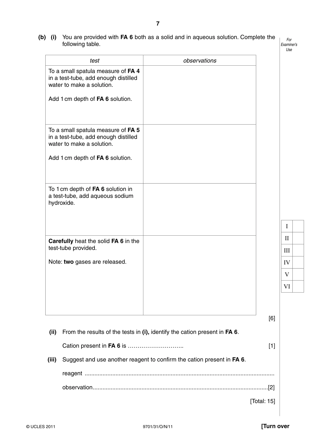 Cambridge A Level Chemistry 9701 2011 Oct/Nov Paper 3 · Variant 1 question paper, page 7 of 12