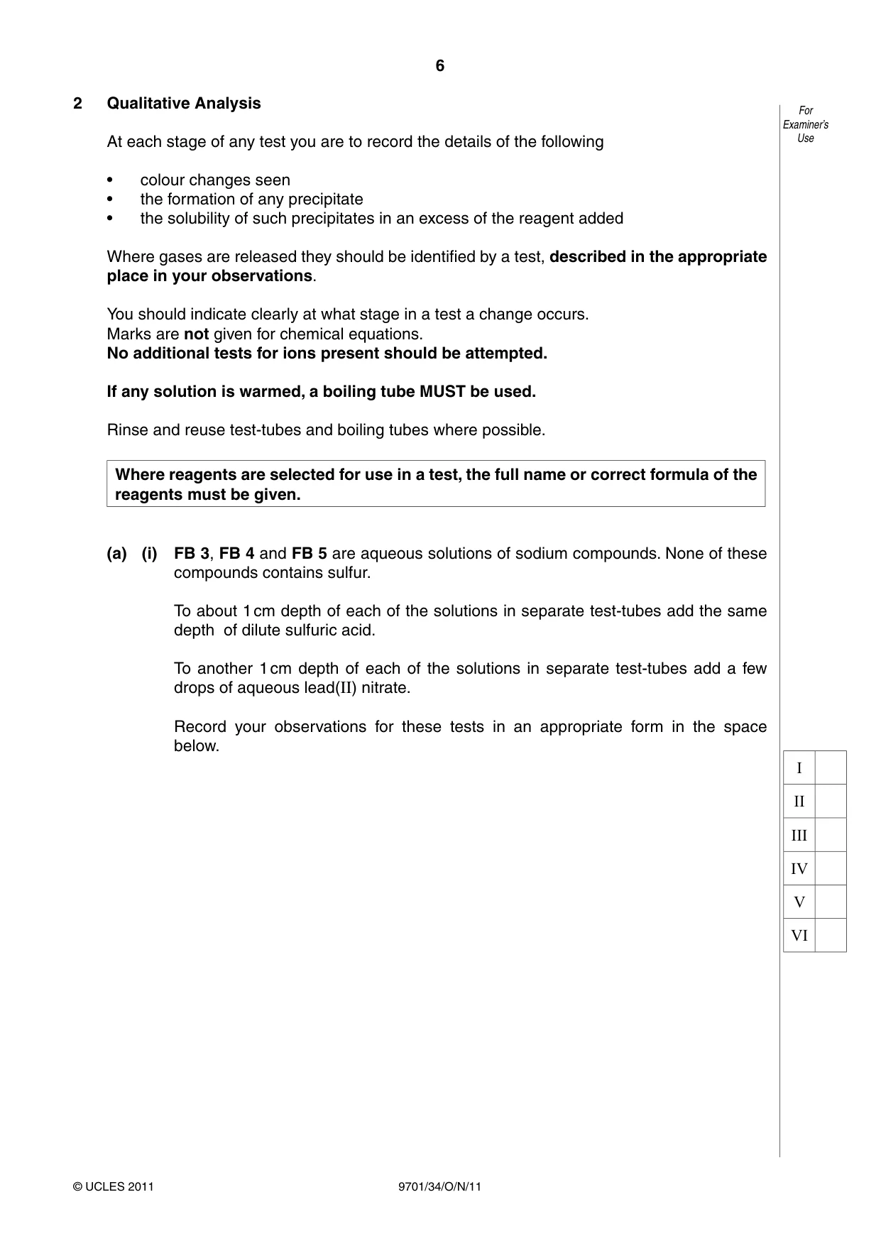 Cambridge A Level Chemistry 9701 2011 Oct/Nov Paper 3 · Variant 4 question paper, page 6 of 12