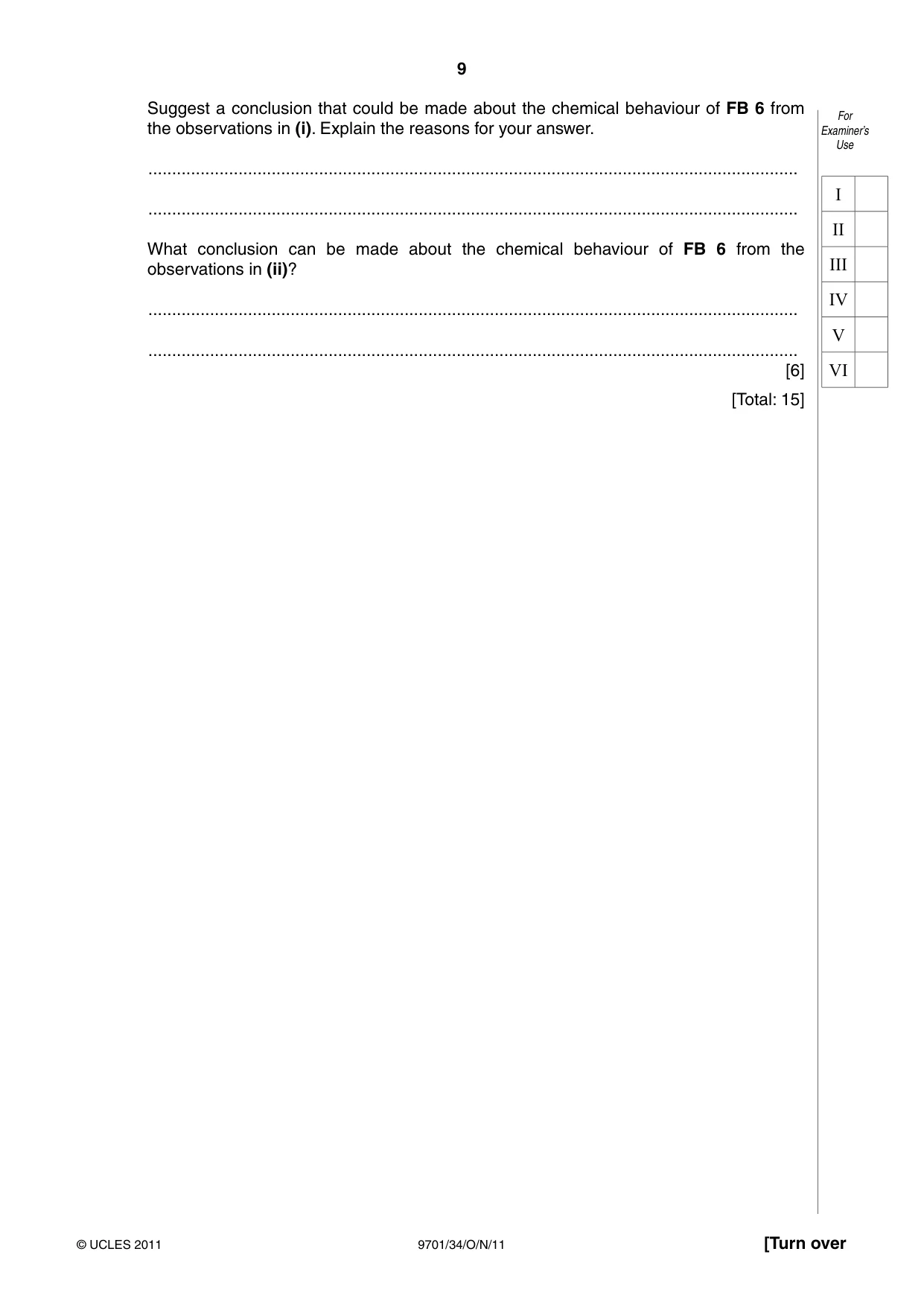 Cambridge A Level Chemistry 9701 2011 Oct/Nov Paper 3 · Variant 4 question paper, page 9 of 12
