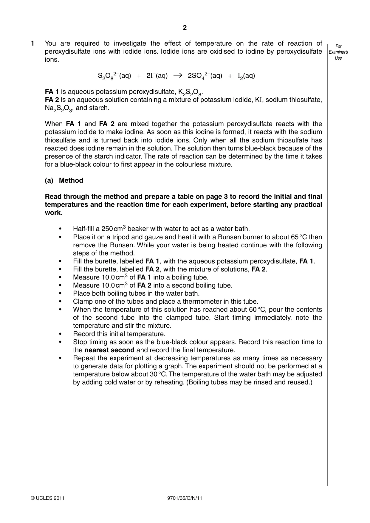 Cambridge A Level Chemistry 9701 2011 Oct/Nov Paper 3 · Variant 5 question paper, page 2 of 12