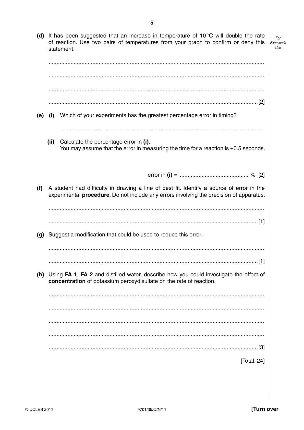 Cambridge A Level Chemistry 9701 2011 Oct/Nov Paper 3 · Variant 5 question paper, page 5 of 12
