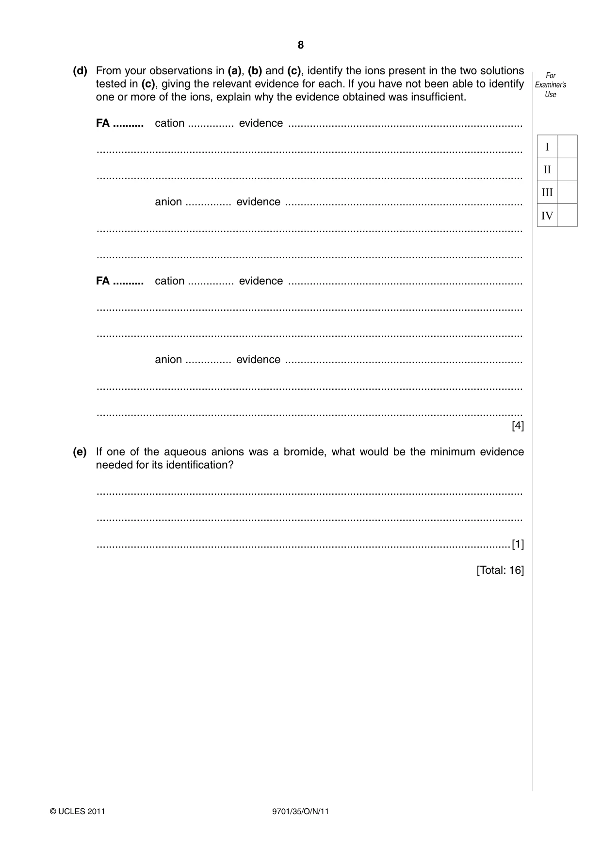 Cambridge A Level Chemistry 9701 2011 Oct/Nov Paper 3 · Variant 5 question paper, page 8 of 12
