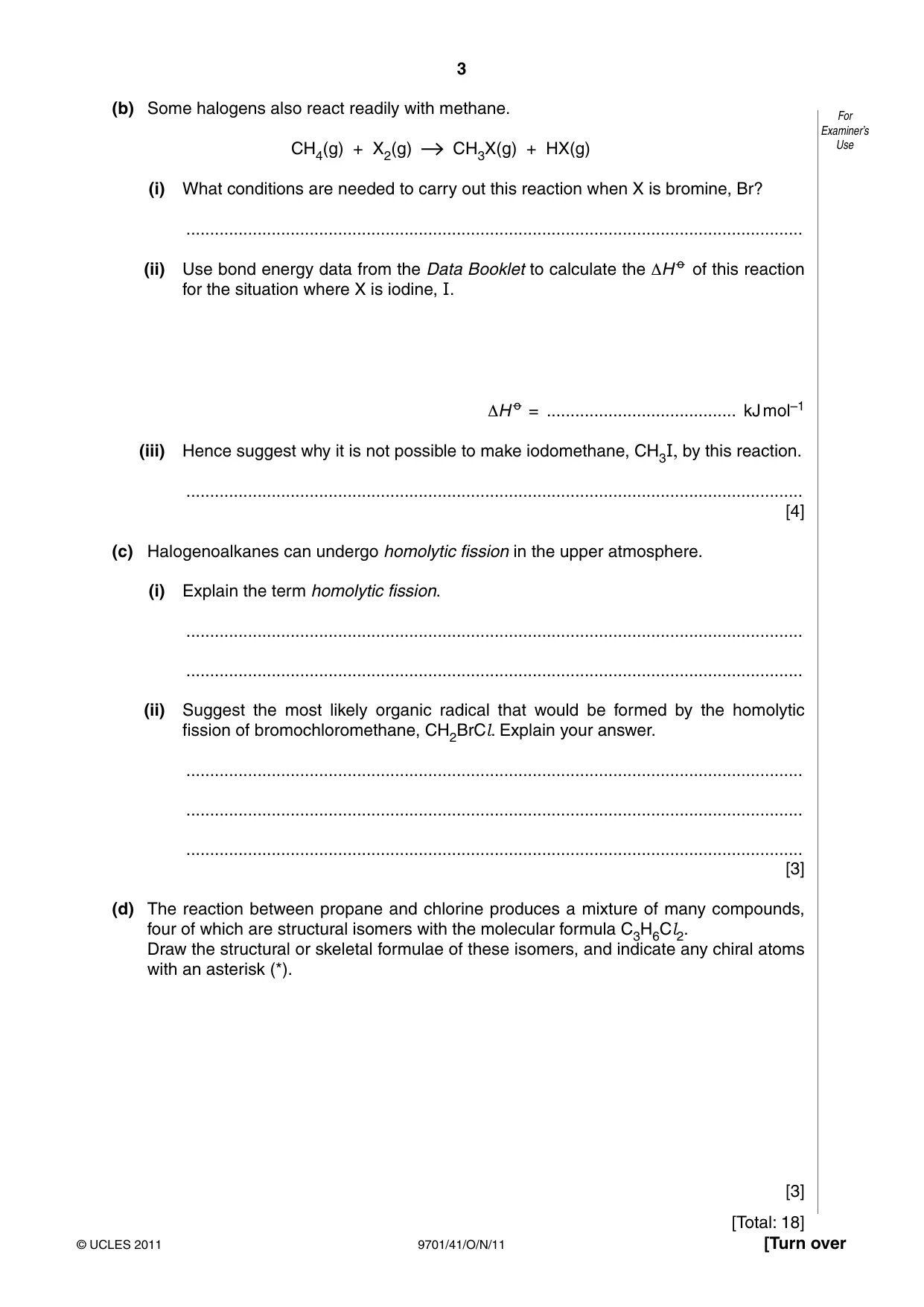 Cambridge A Level Chemistry 9701 2011 Oct/Nov Paper 4 · Variant 1 question paper, page 3 of 20