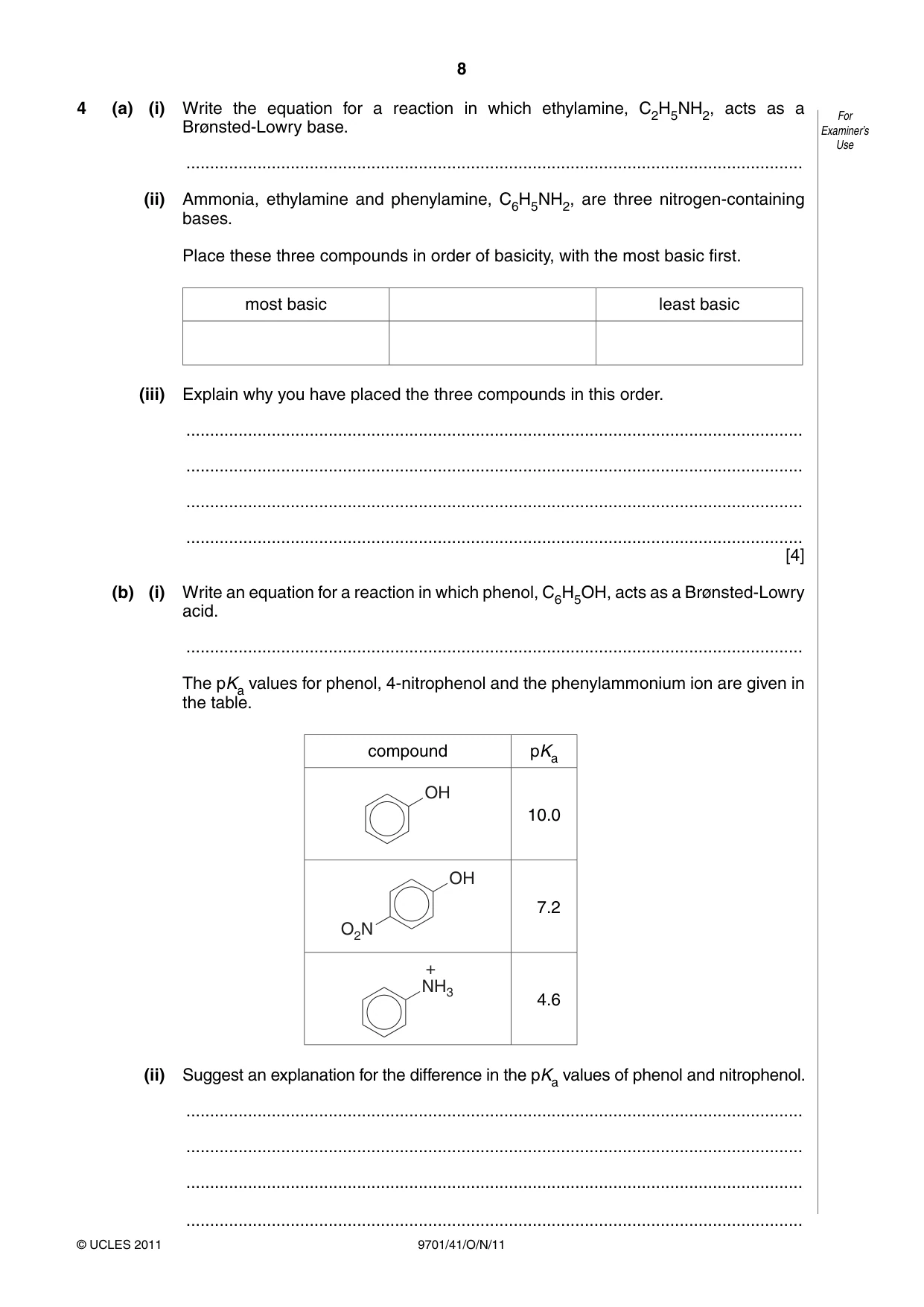 Cambridge A Level Chemistry 9701 2011 Oct/Nov Paper 4 · Variant 1 question paper, page 8 of 20