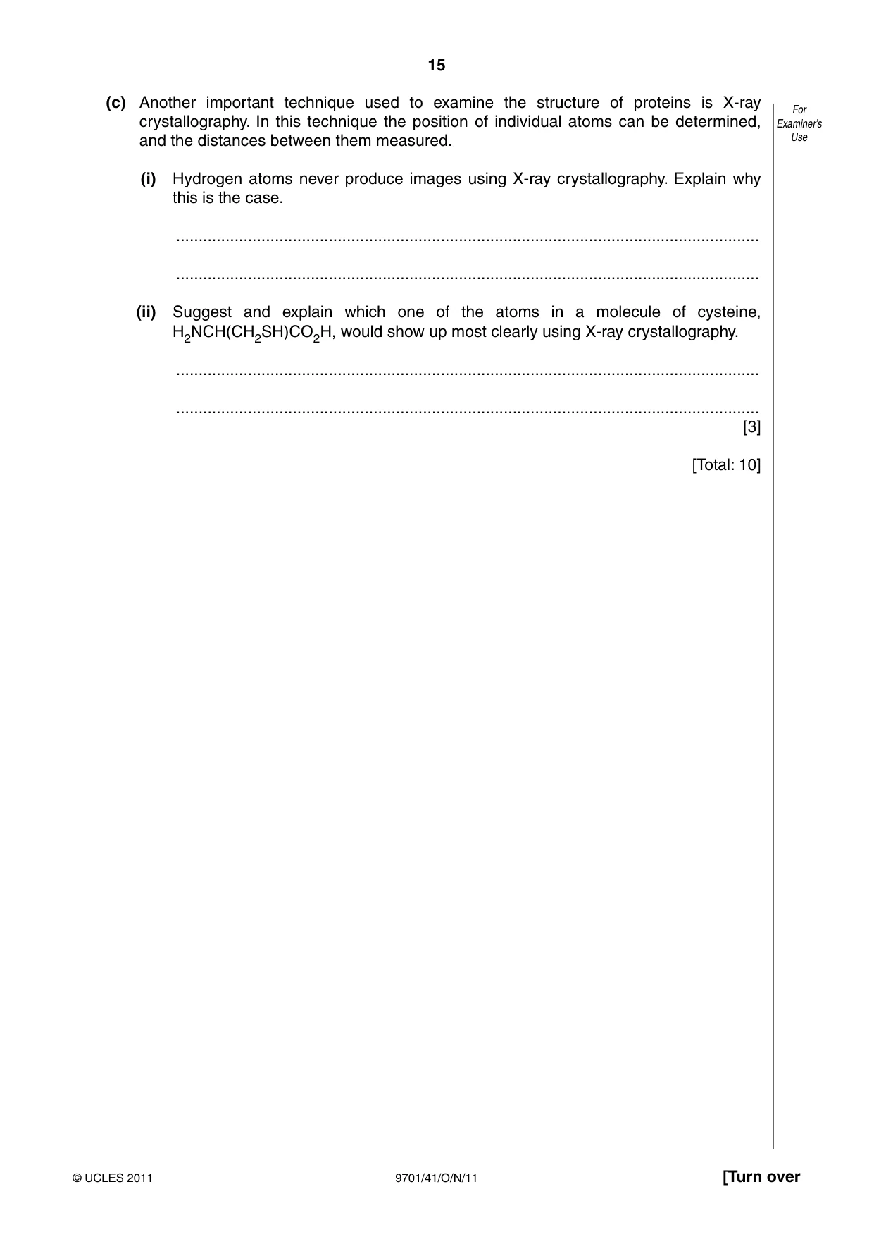 Cambridge A Level Chemistry 9701 2011 Oct/Nov Paper 4 · Variant 1 question paper, page 15 of 20