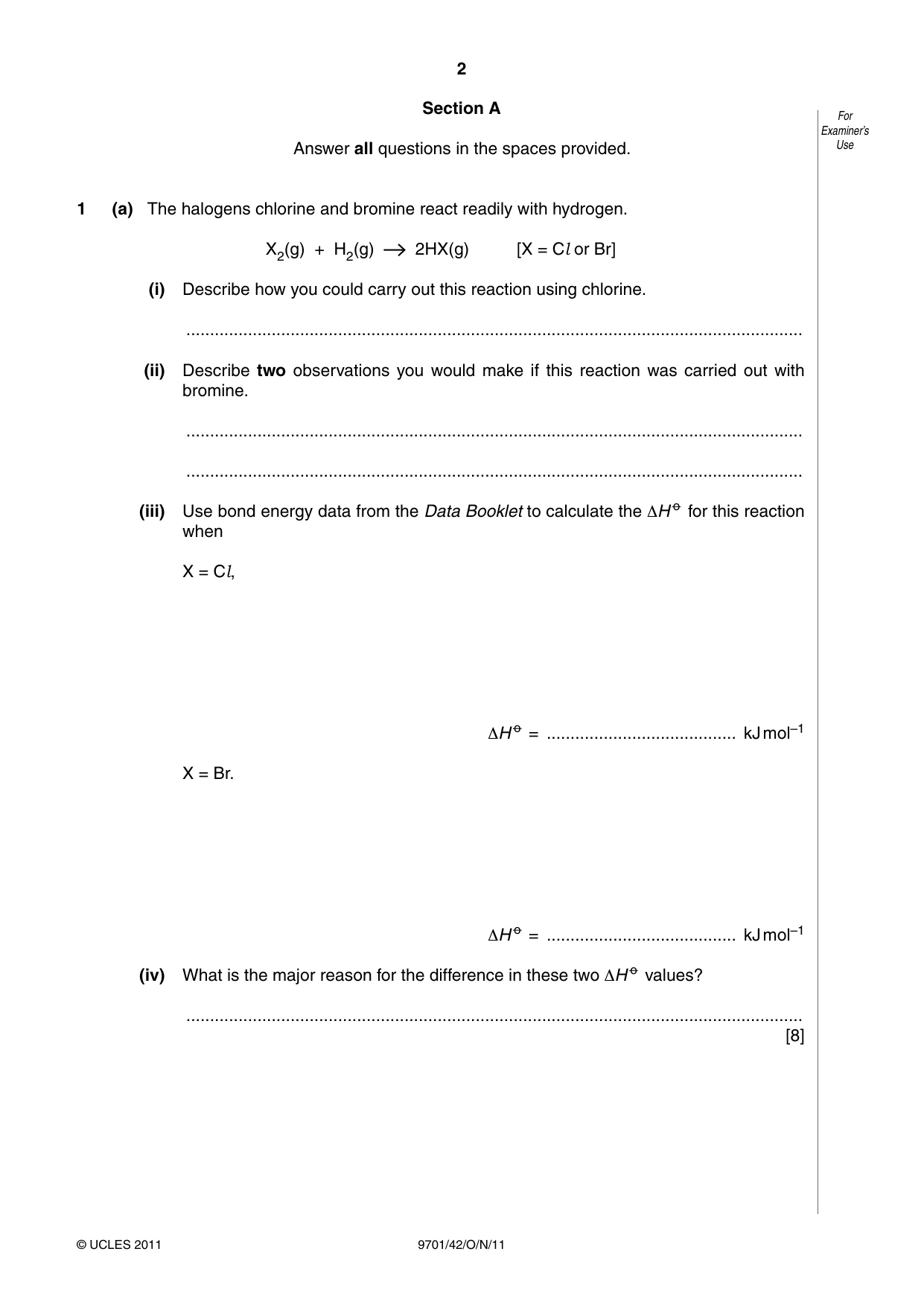 Cambridge A Level Chemistry 9701 2011 Oct/Nov Paper 4 · Variant 2 question paper, page 2 of 20