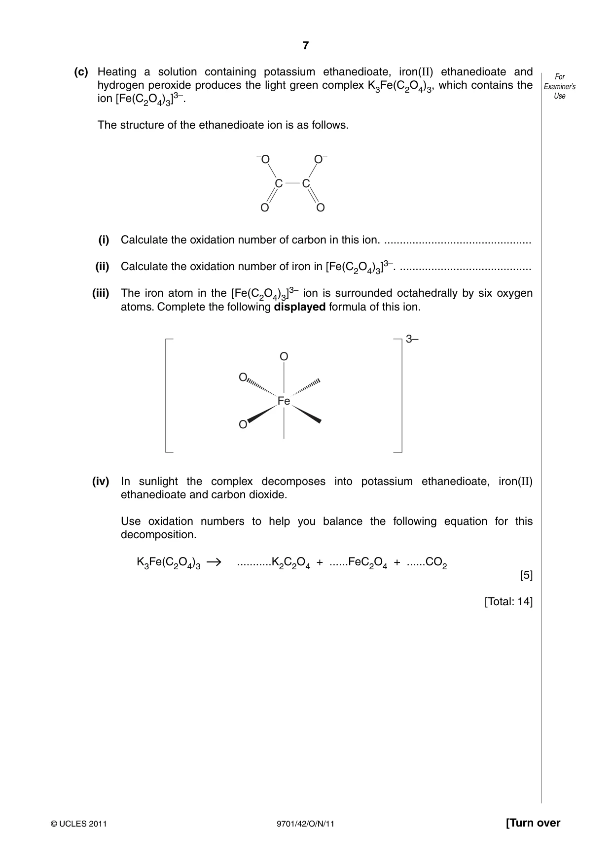 Cambridge A Level Chemistry 9701 2011 Oct/Nov Paper 4 · Variant 2 question paper, page 7 of 20