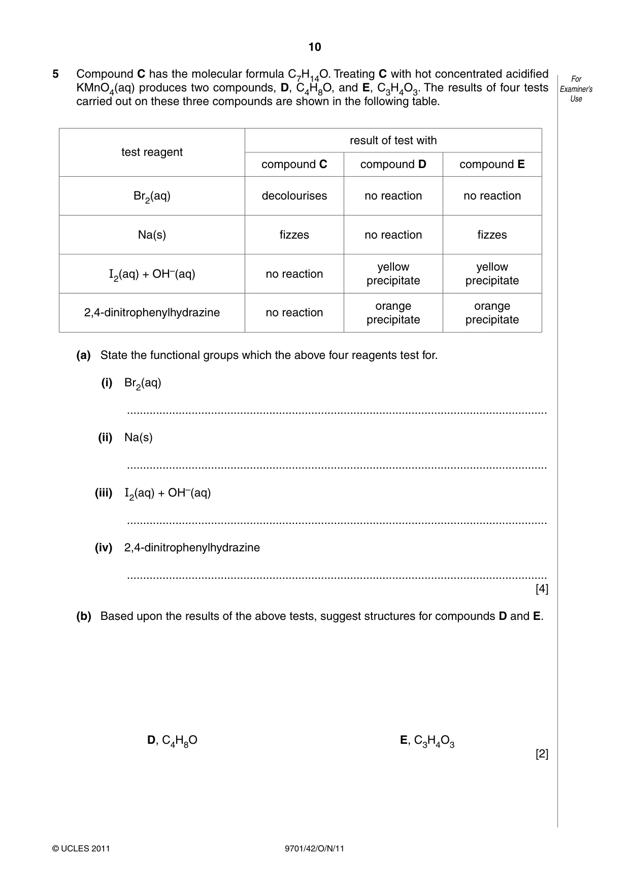 Cambridge A Level Chemistry 9701 2011 Oct/Nov Paper 4 · Variant 2 question paper, page 10 of 20