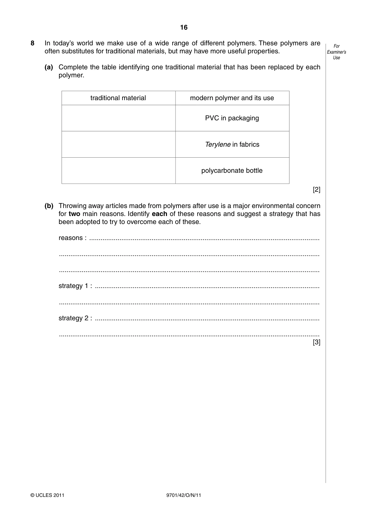 Cambridge A Level Chemistry 9701 2011 Oct/Nov Paper 4 · Variant 2 question paper, page 16 of 20