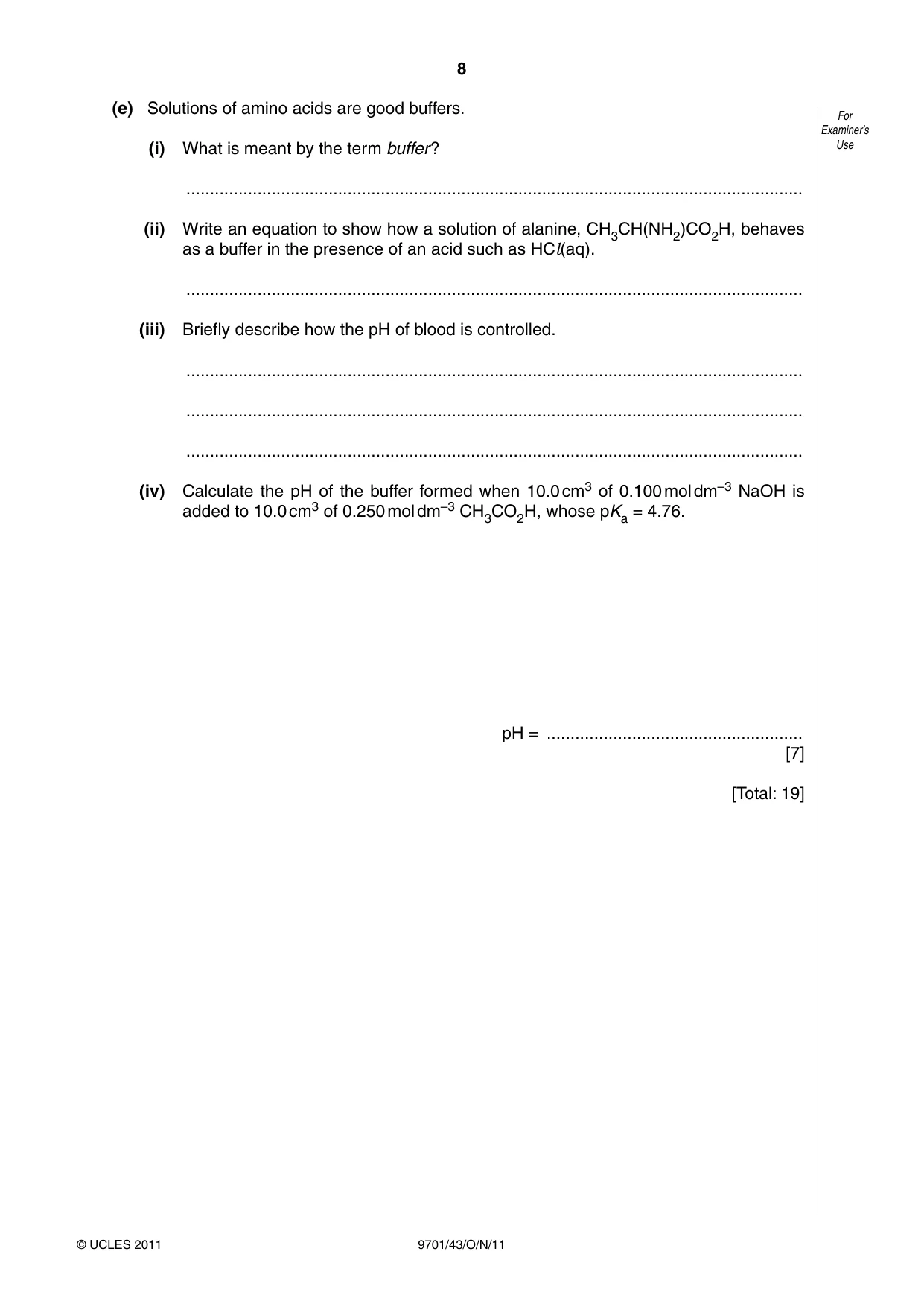 Cambridge A Level Chemistry 9701 2011 Oct/Nov Paper 4 · Variant 3 question paper, page 8 of 20