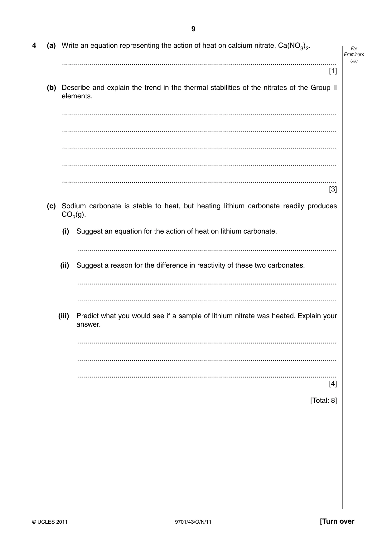 Cambridge A Level Chemistry 9701 2011 Oct/Nov Paper 4 · Variant 3 question paper, page 9 of 20