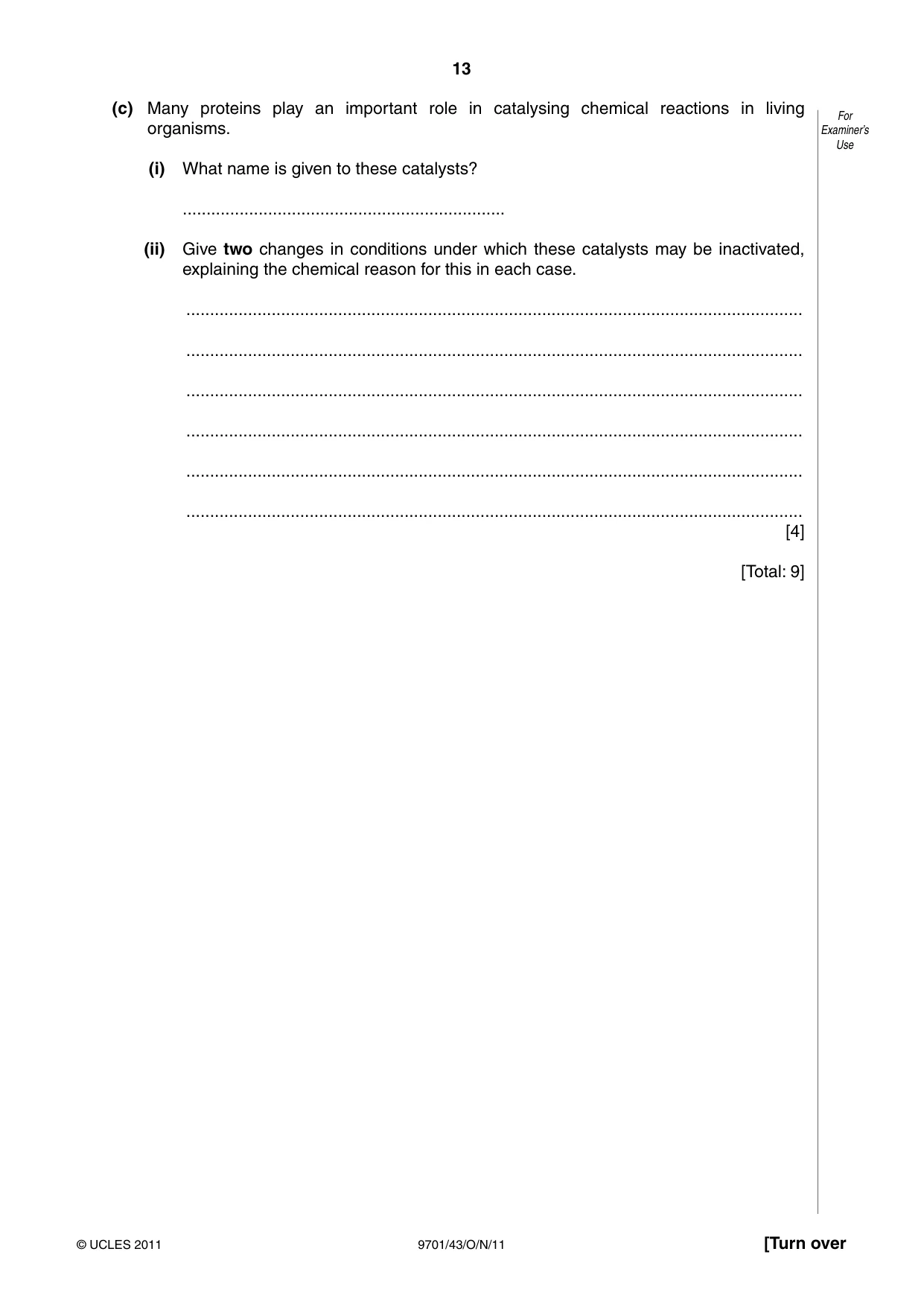 Cambridge A Level Chemistry 9701 2011 Oct/Nov Paper 4 · Variant 3 question paper, page 13 of 20