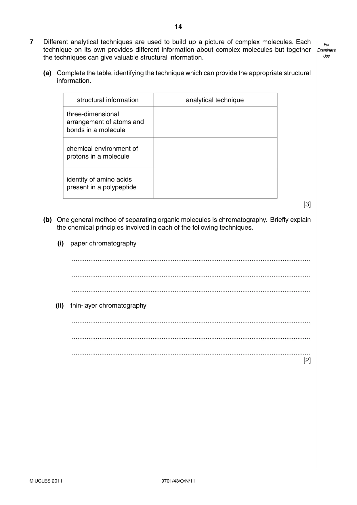 Cambridge A Level Chemistry 9701 2011 Oct/Nov Paper 4 · Variant 3 question paper, page 14 of 20