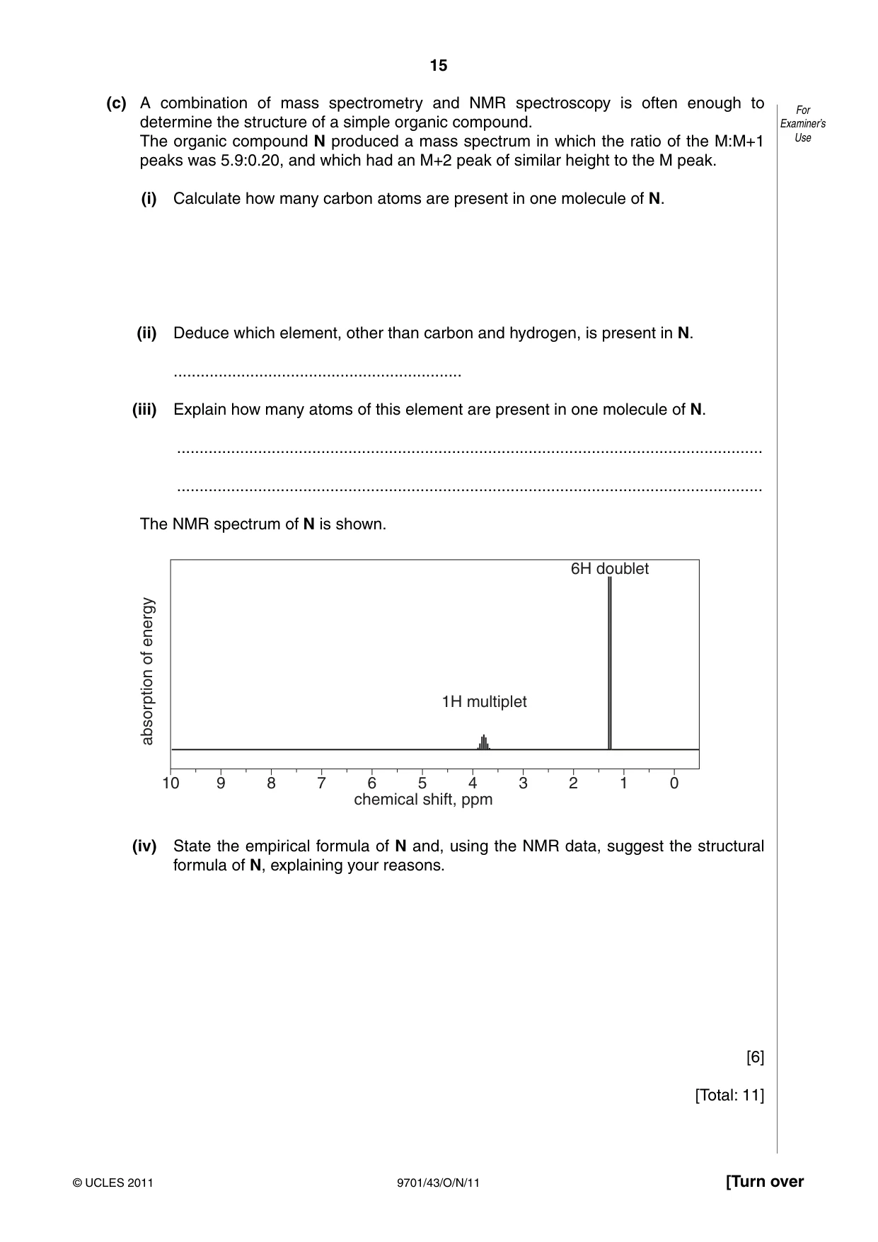 Cambridge A Level Chemistry 9701 2011 Oct/Nov Paper 4 · Variant 3 question paper, page 15 of 20