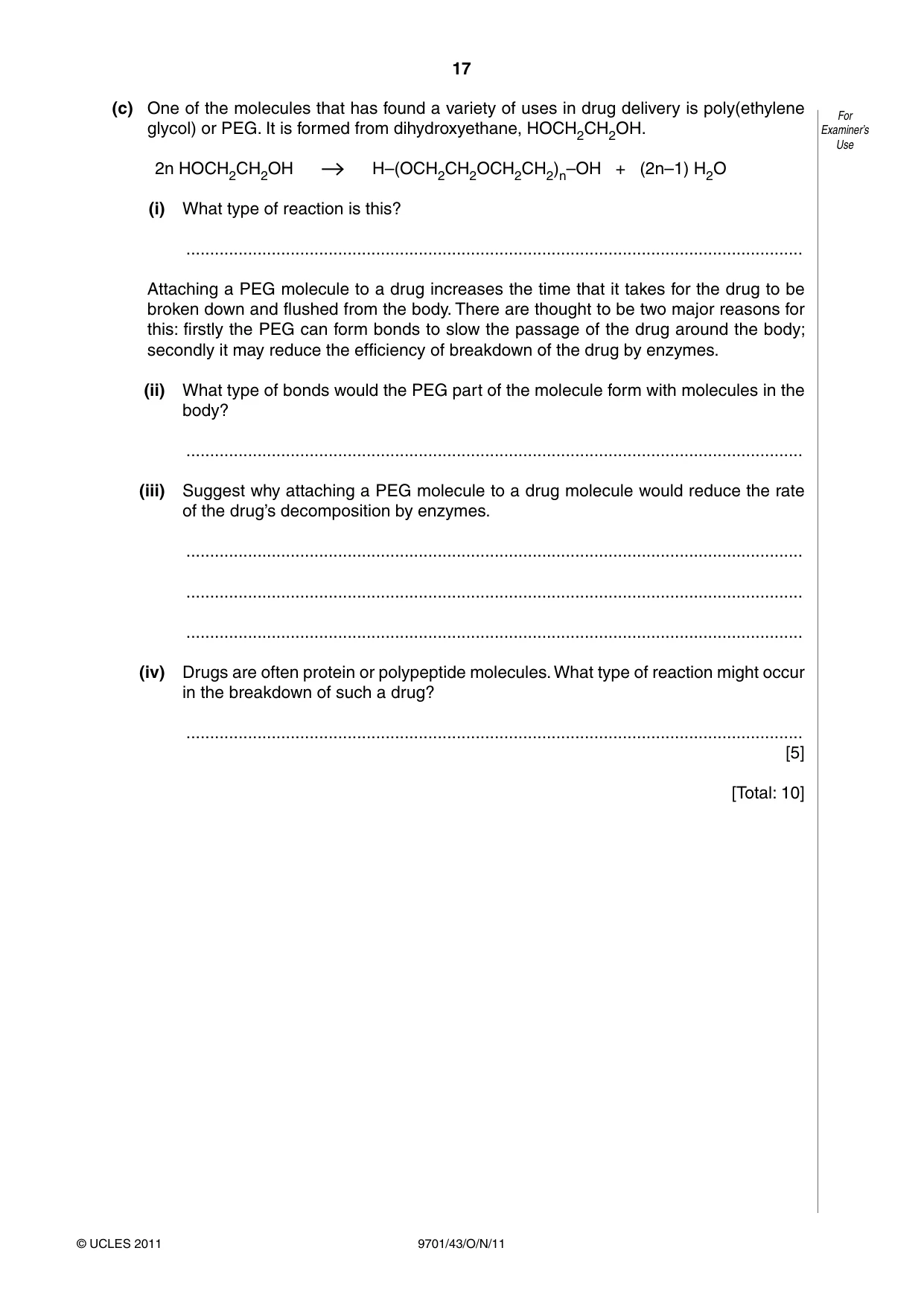 Cambridge A Level Chemistry 9701 2011 Oct/Nov Paper 4 · Variant 3 question paper, page 17 of 20