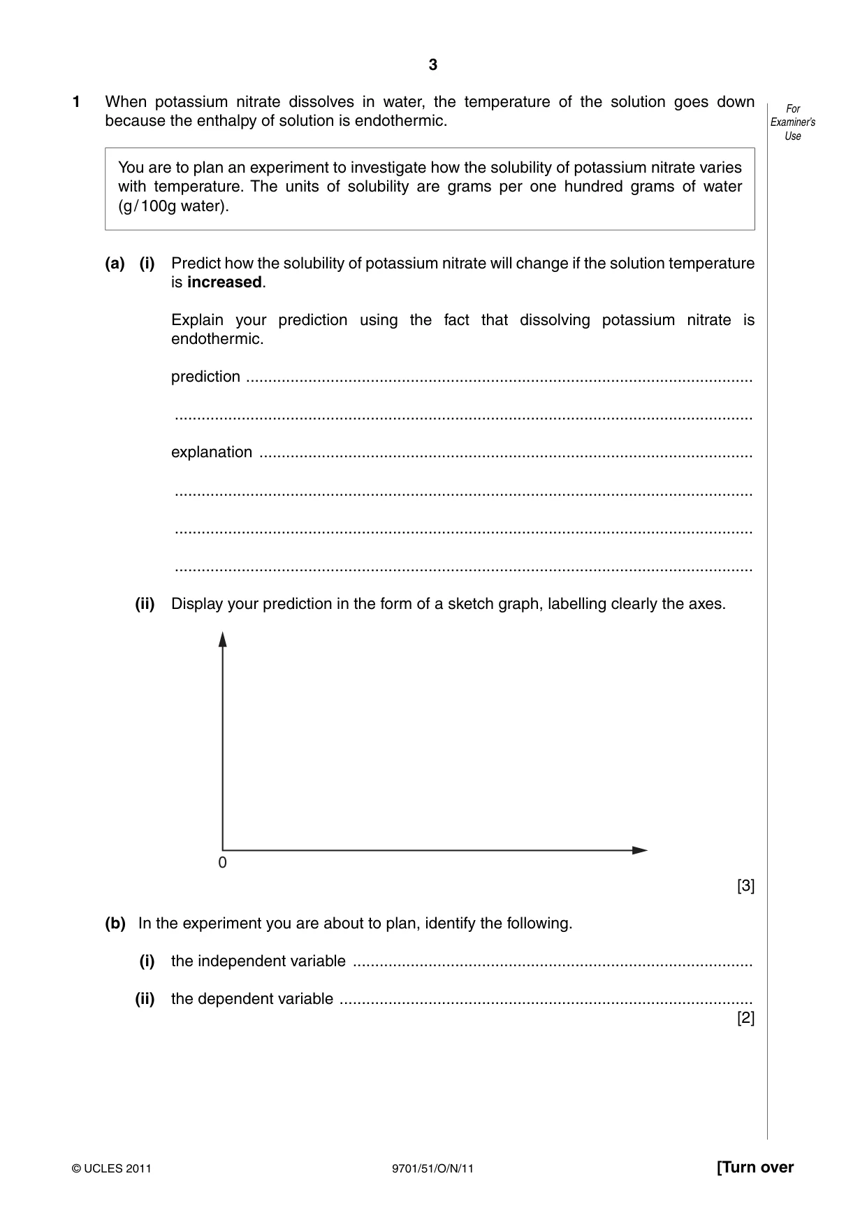 Cambridge A Level Chemistry 9701 2011 Oct/Nov Paper 5 · Variant 1 question paper, page 3 of 12