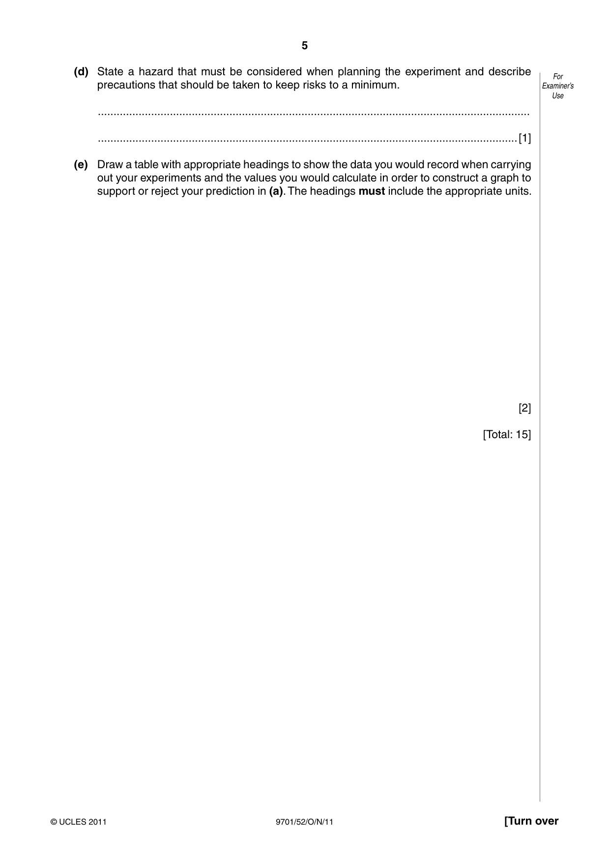 Cambridge A Level Chemistry 9701 2011 Oct/Nov Paper 5 · Variant 2 question paper, page 5 of 12