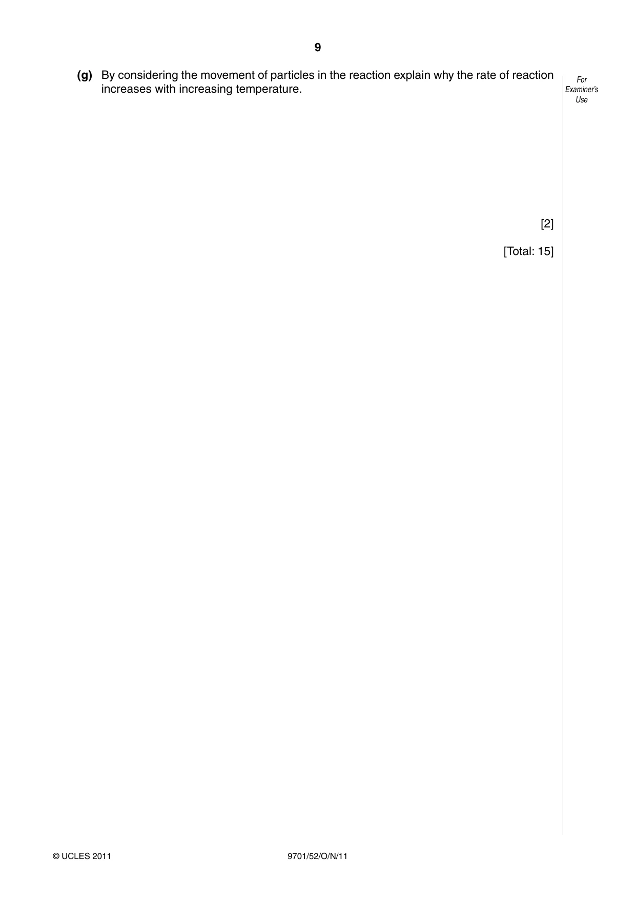 Cambridge A Level Chemistry 9701 2011 Oct/Nov Paper 5 · Variant 2 question paper, page 9 of 12