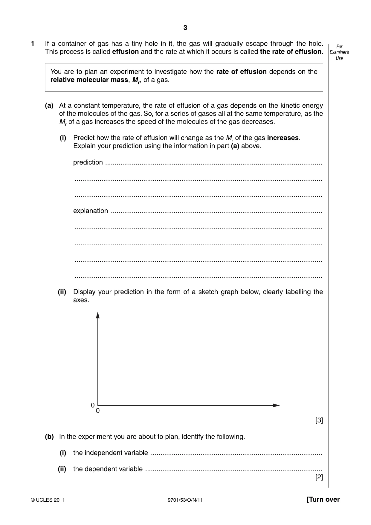 Cambridge A Level Chemistry 9701 2011 Oct/Nov Paper 5 · Variant 3 question paper, page 3 of 12