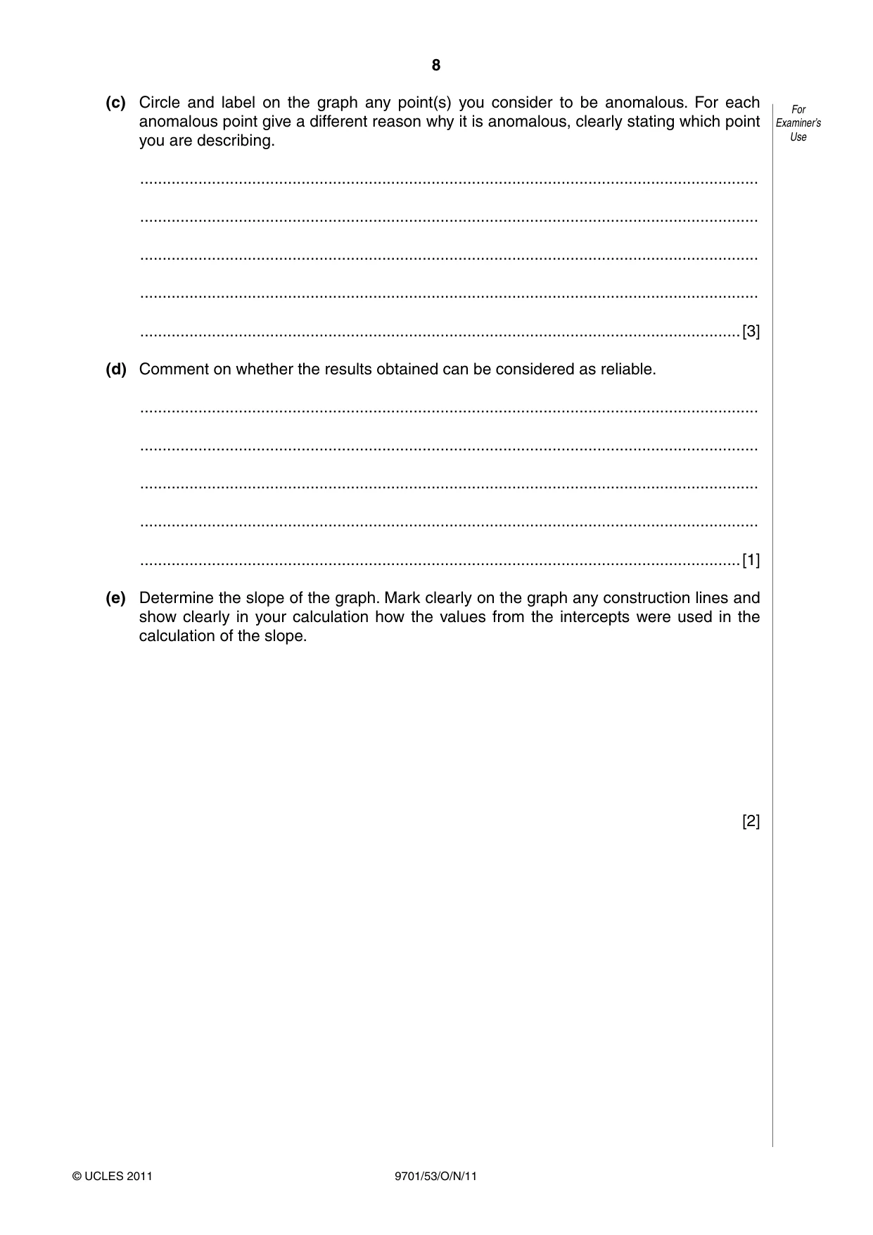 Cambridge A Level Chemistry 9701 2011 Oct/Nov Paper 5 · Variant 3 question paper, page 8 of 12