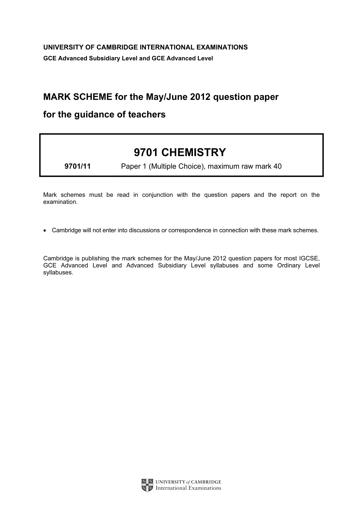 Mark scheme, page 1 of 2