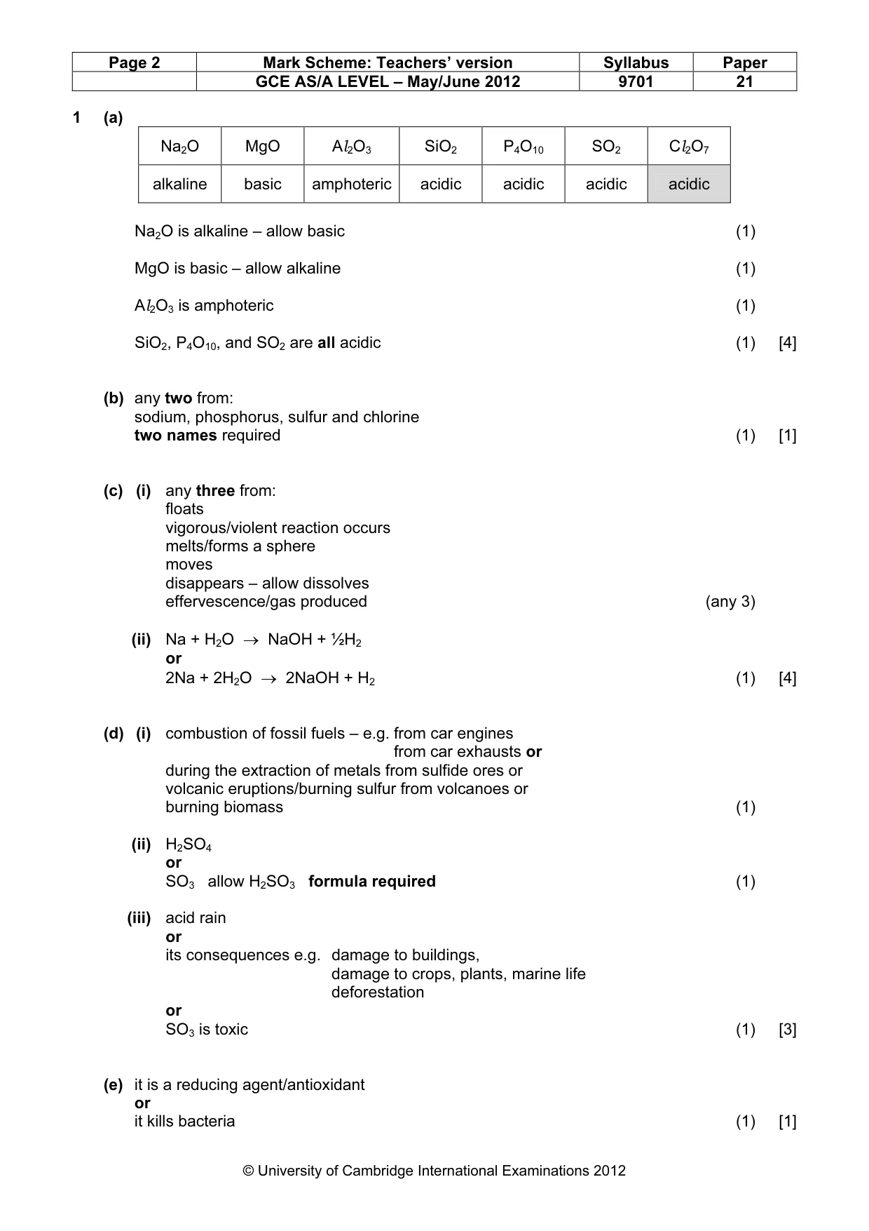 Mark scheme, page 2 of 6