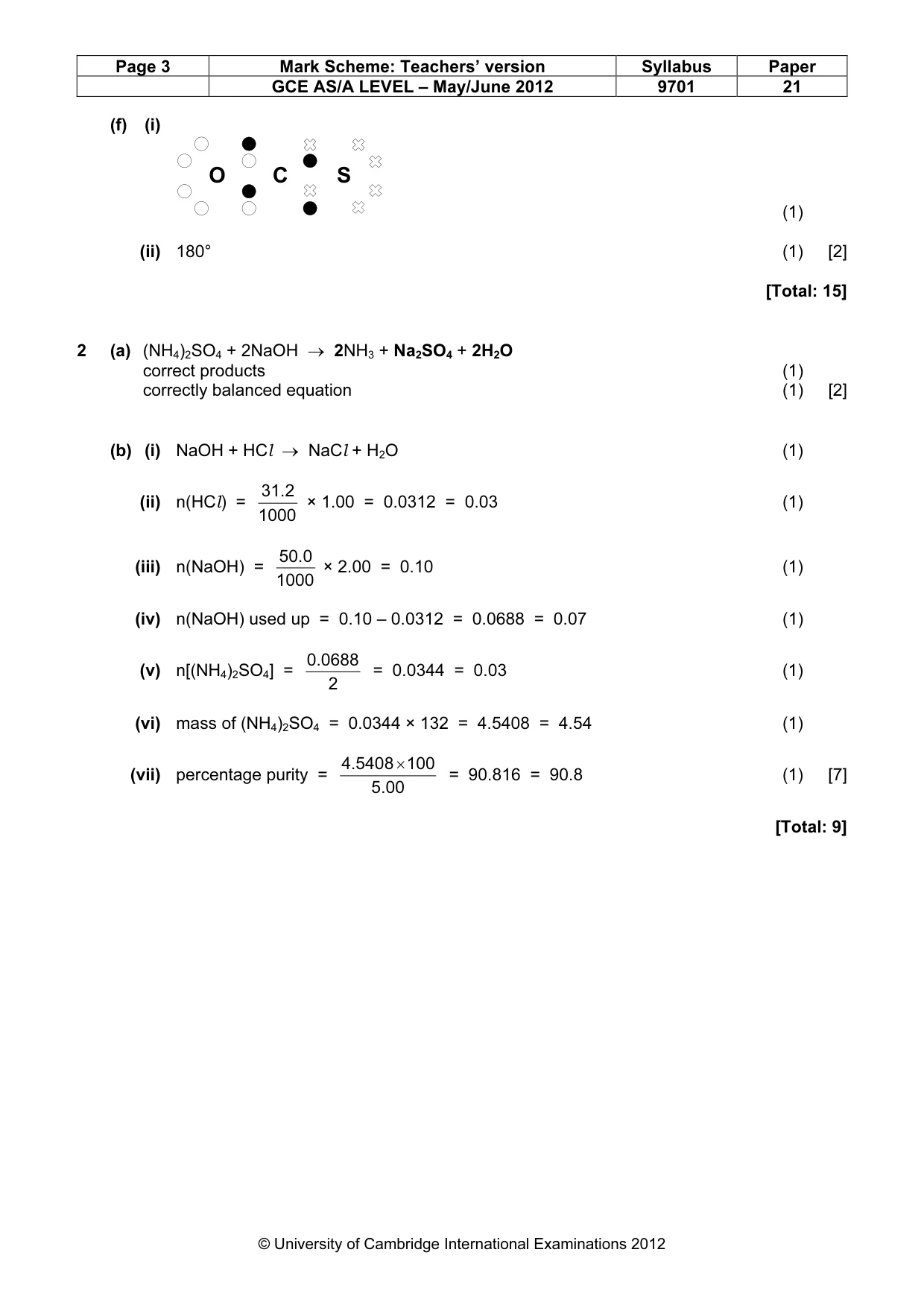 Mark scheme, page 3 of 6